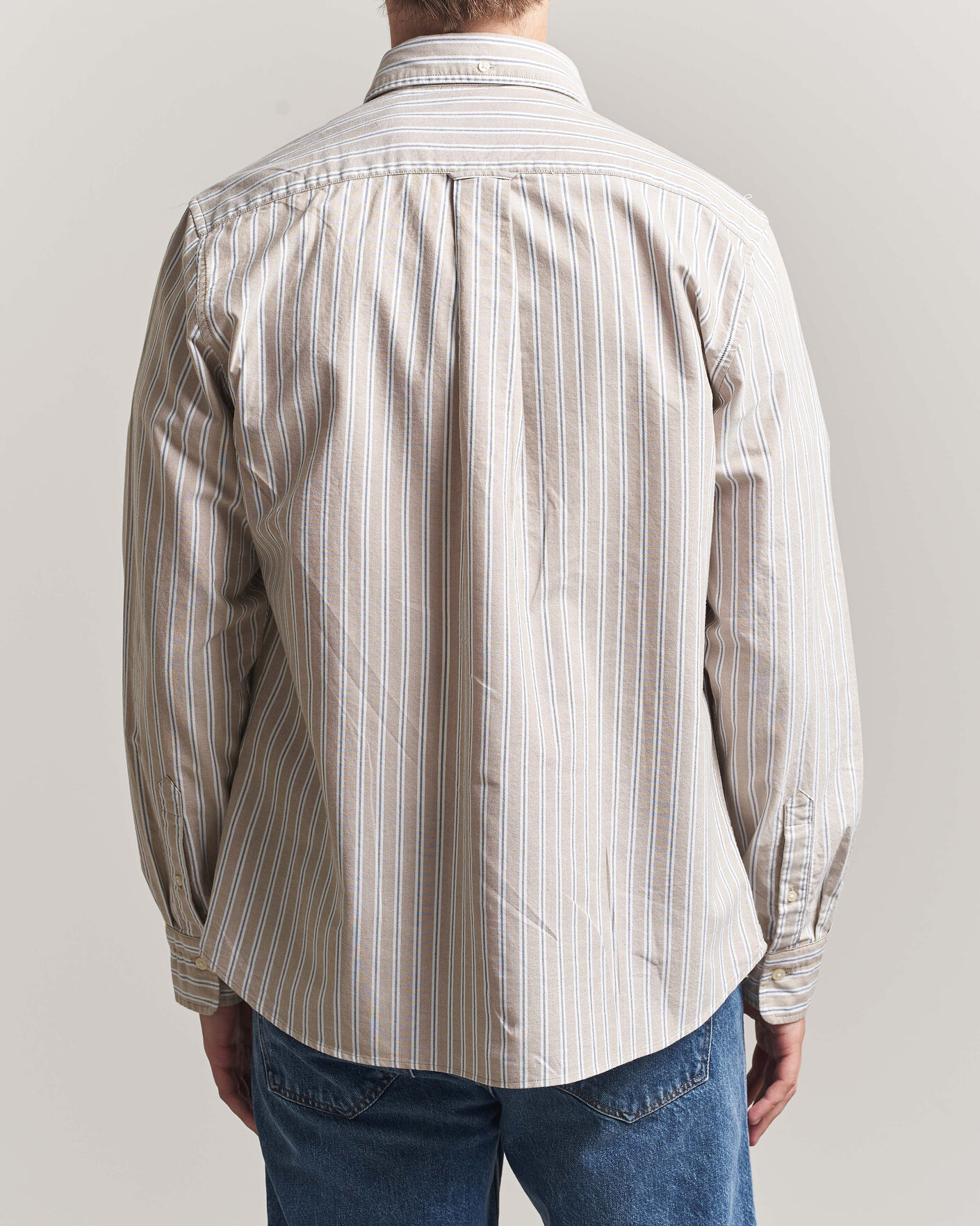 Hombres | Camisas | Gant | Regular Fit Classic Striped Oxford Shirt Light Taupe