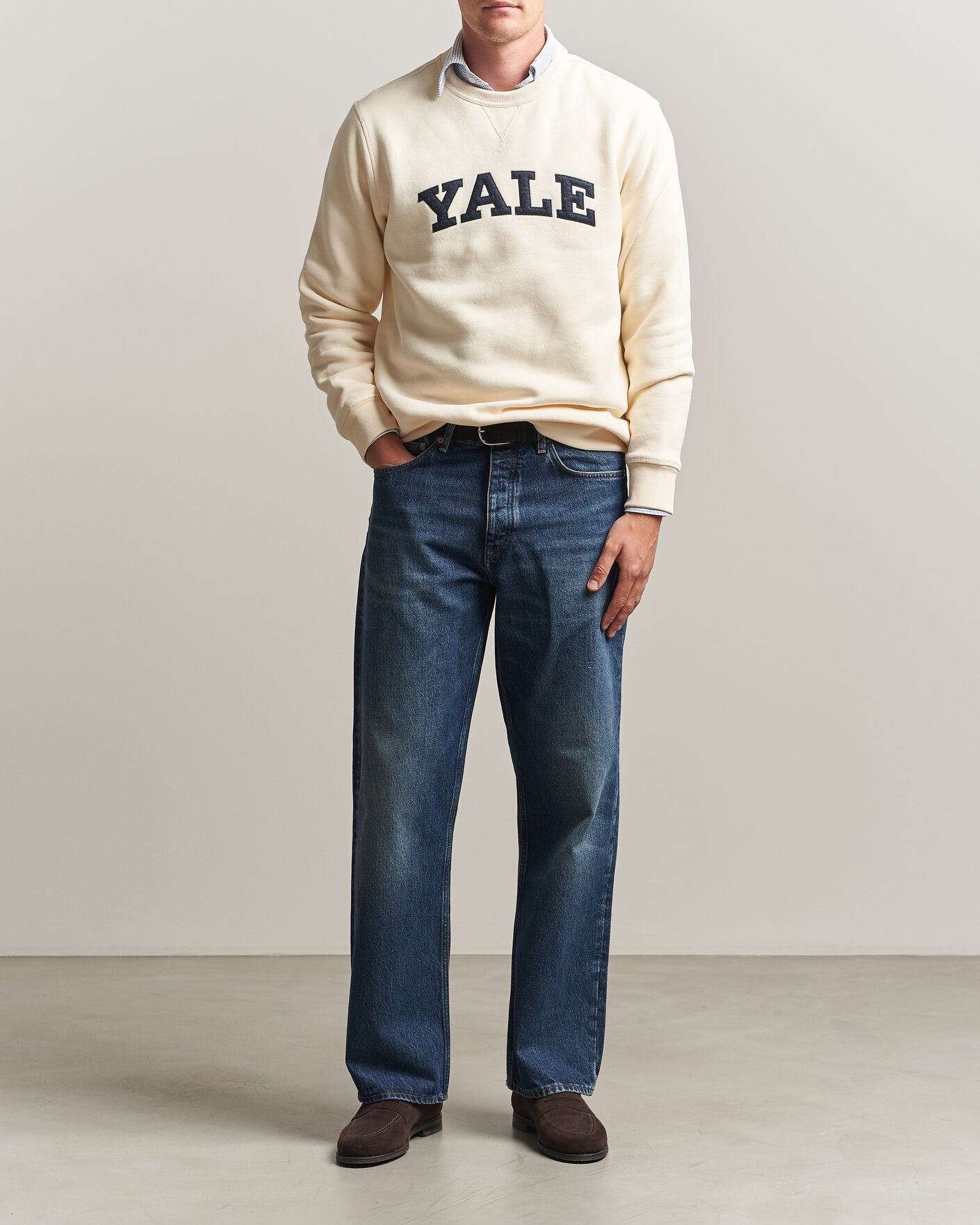 Hombres | Jerséis y prendas de punto | Gant | YALE Crew Neck Sweatshirt Cream