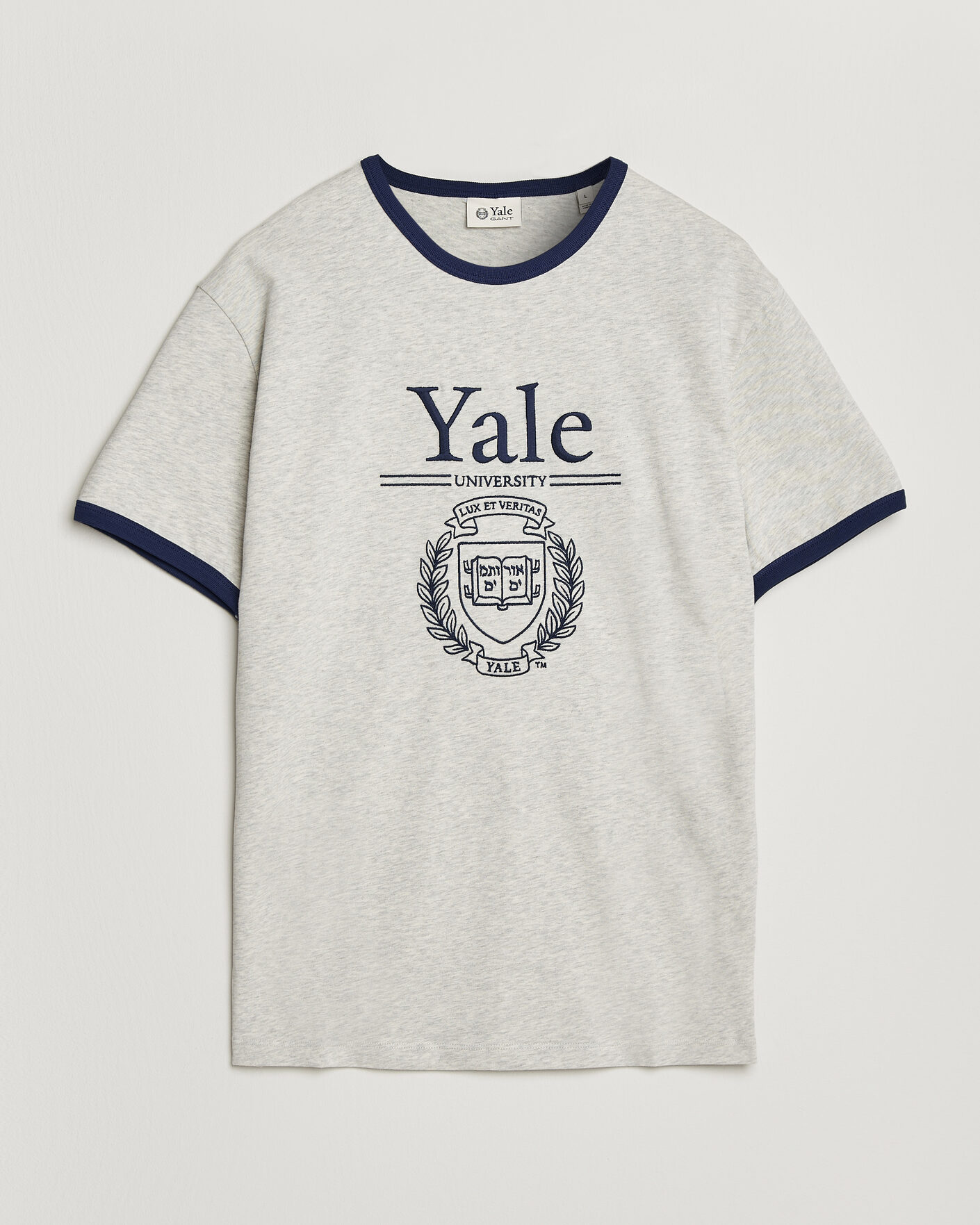 Hombres | Camisetas | Gant | YALE Crew Neck T-Shirt Grey Melange