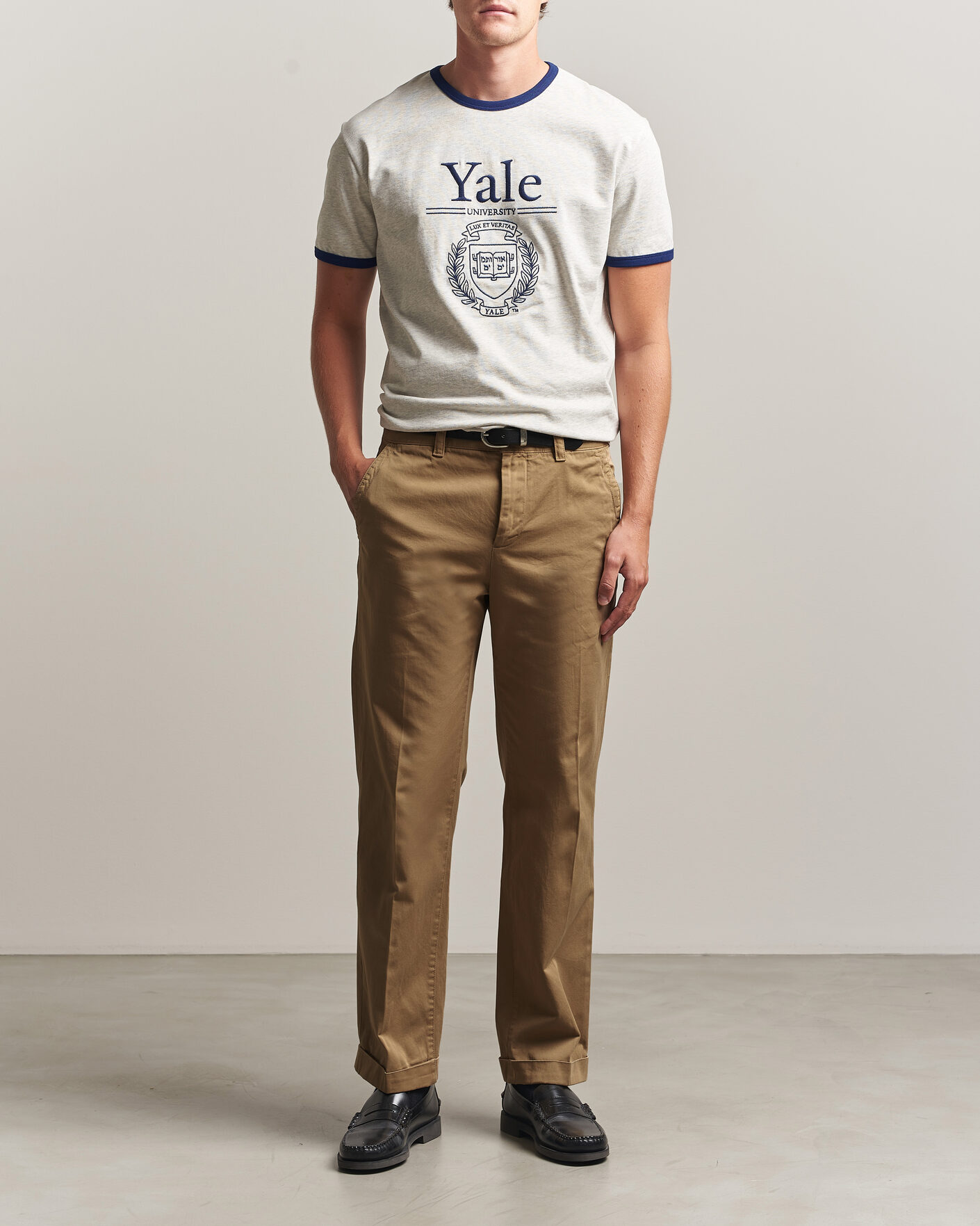 Hombres | Camisetas | Gant | YALE Crew Neck T-Shirt Grey Melange