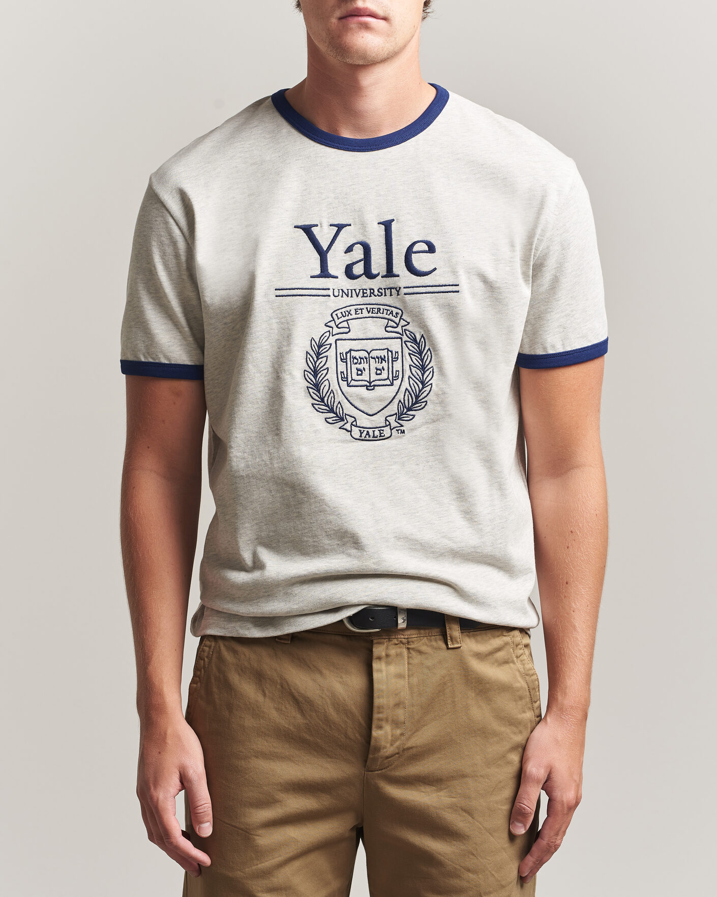 Hombres | Camisetas | Gant | YALE Crew Neck T-Shirt Grey Melange
