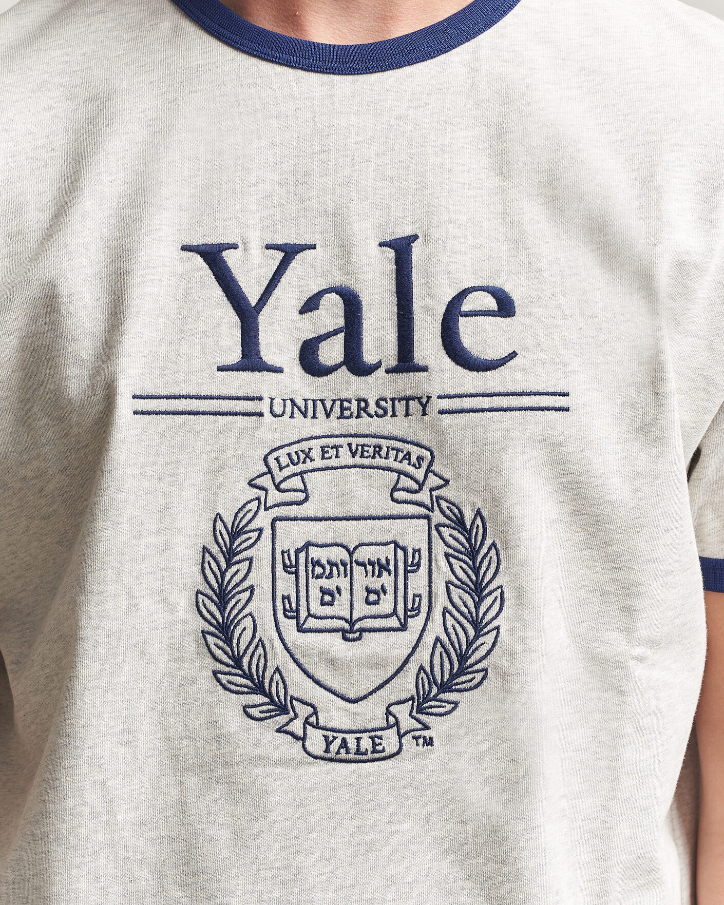 Hombres | Camisetas | Gant | YALE Crew Neck T-Shirt Grey Melange