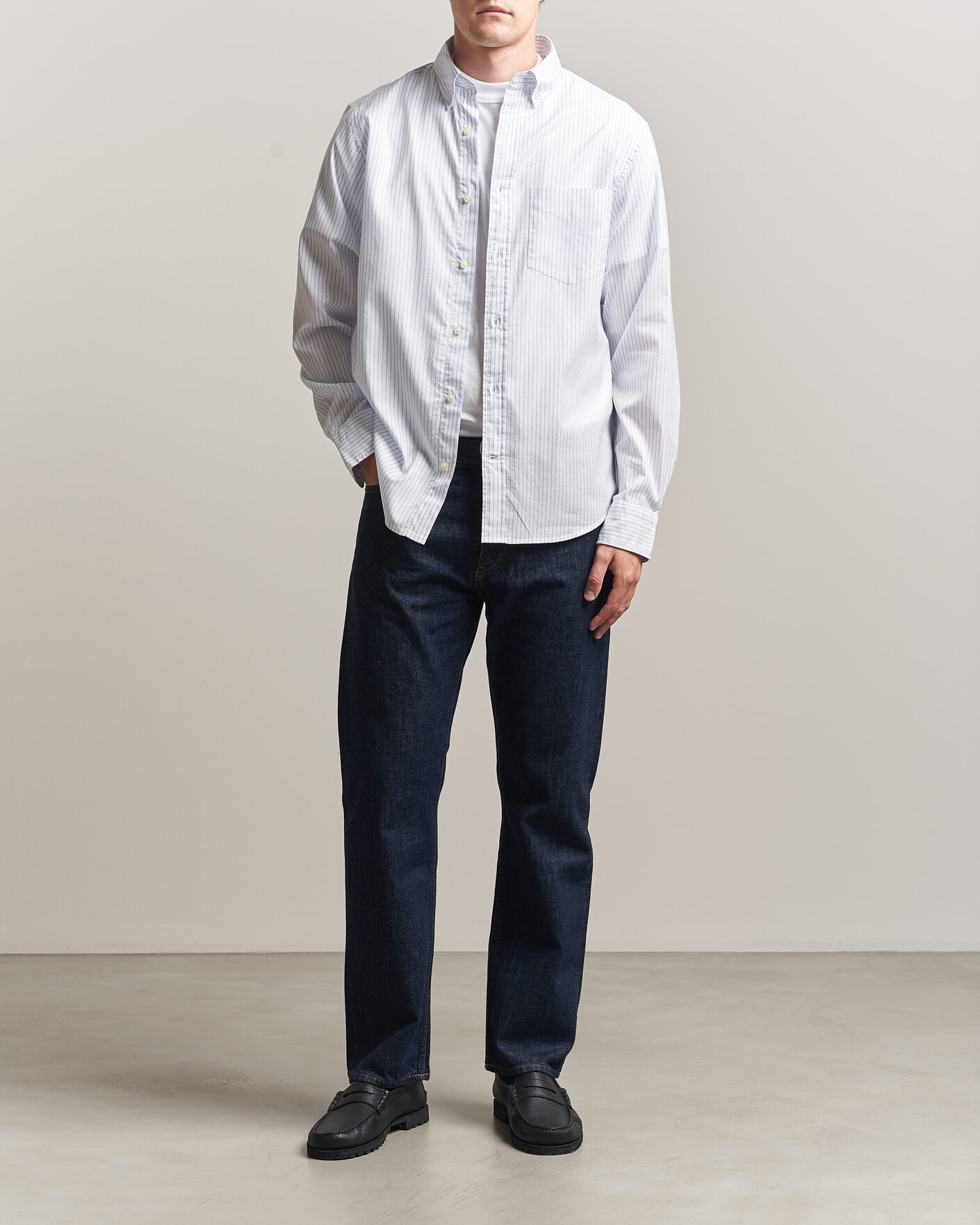 Hombres | Camisas | Gant | YALE Regular Fit Striped Oxford Shirt Light Blue