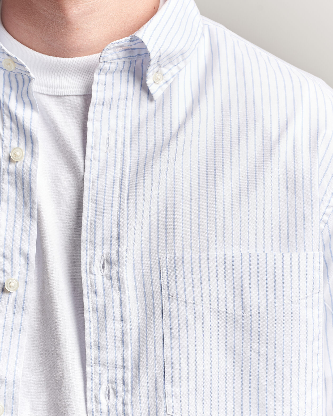 Hombres | Camisas | Gant | YALE Regular Fit Striped Oxford Shirt Light Blue