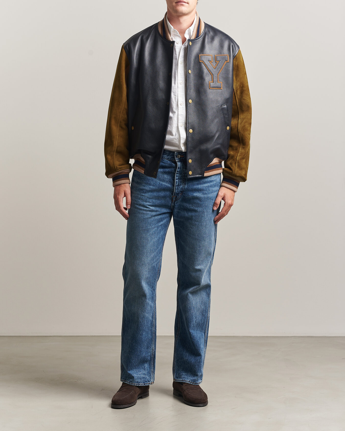 Hombres | Abrigos y chaquetas | Gant | YALE Suede/Leather Varsity Jacket Navy