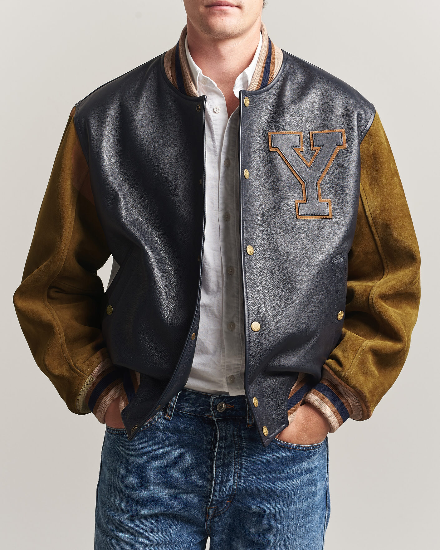Hombres | Abrigos y chaquetas | Gant | YALE Suede/Leather Varsity Jacket Navy