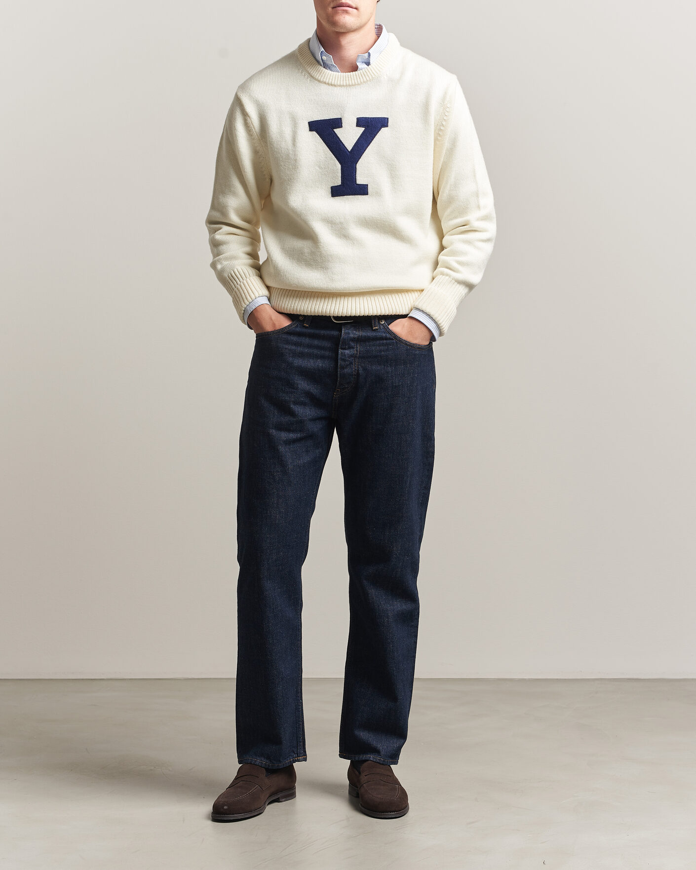Hombres | Jerséis y prendas de punto | Gant | YALE Merino Crew Neck Cream