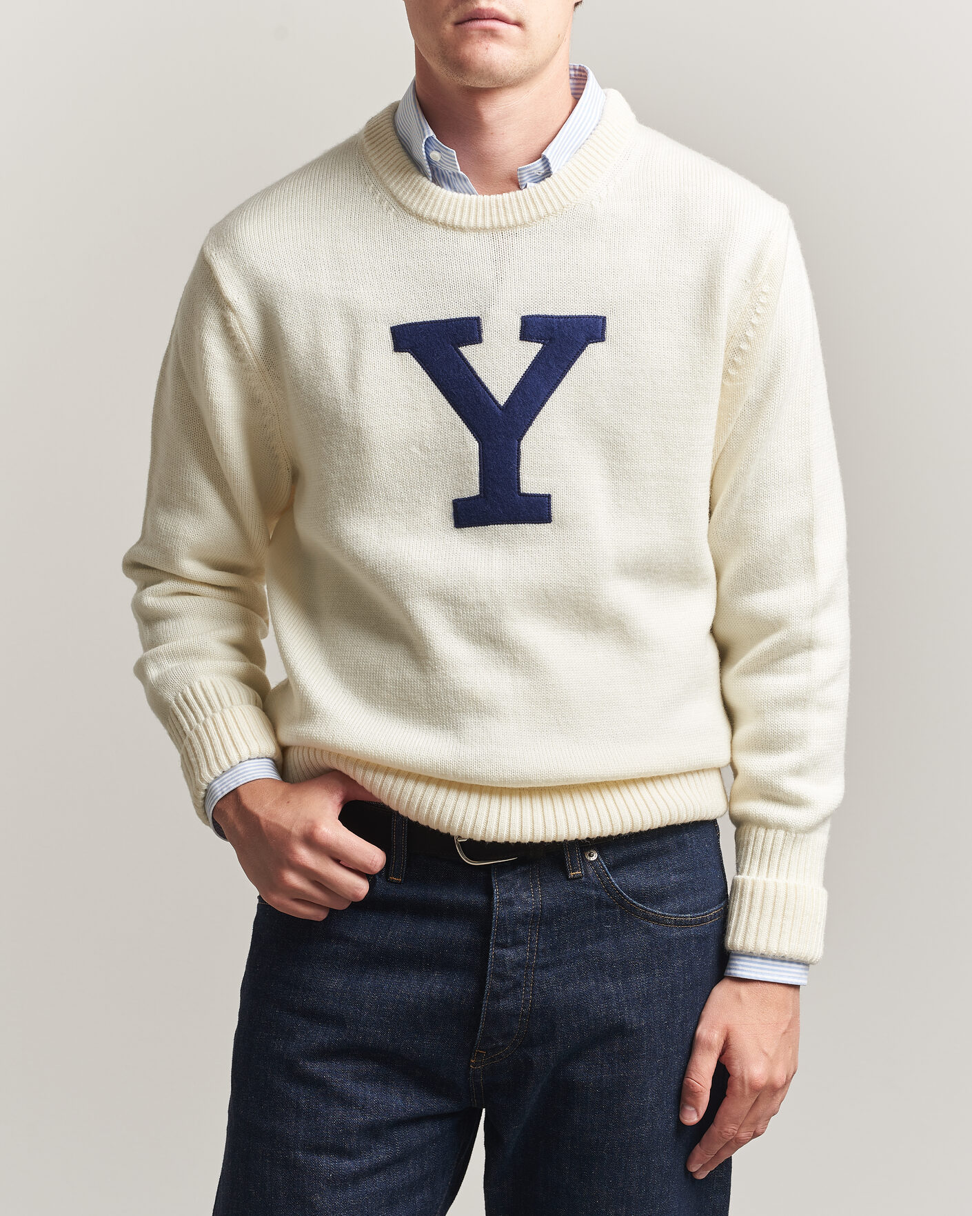 Hombres | Jerséis y prendas de punto | Gant | YALE Merino Crew Neck Cream