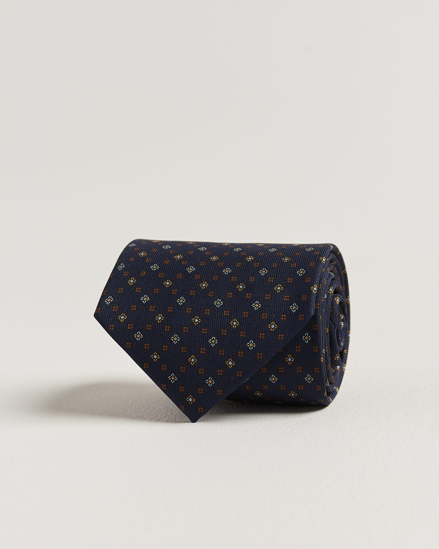 Hombres | Corbatas | E. Marinella | 3-Fold Printed Silk Tie Navy