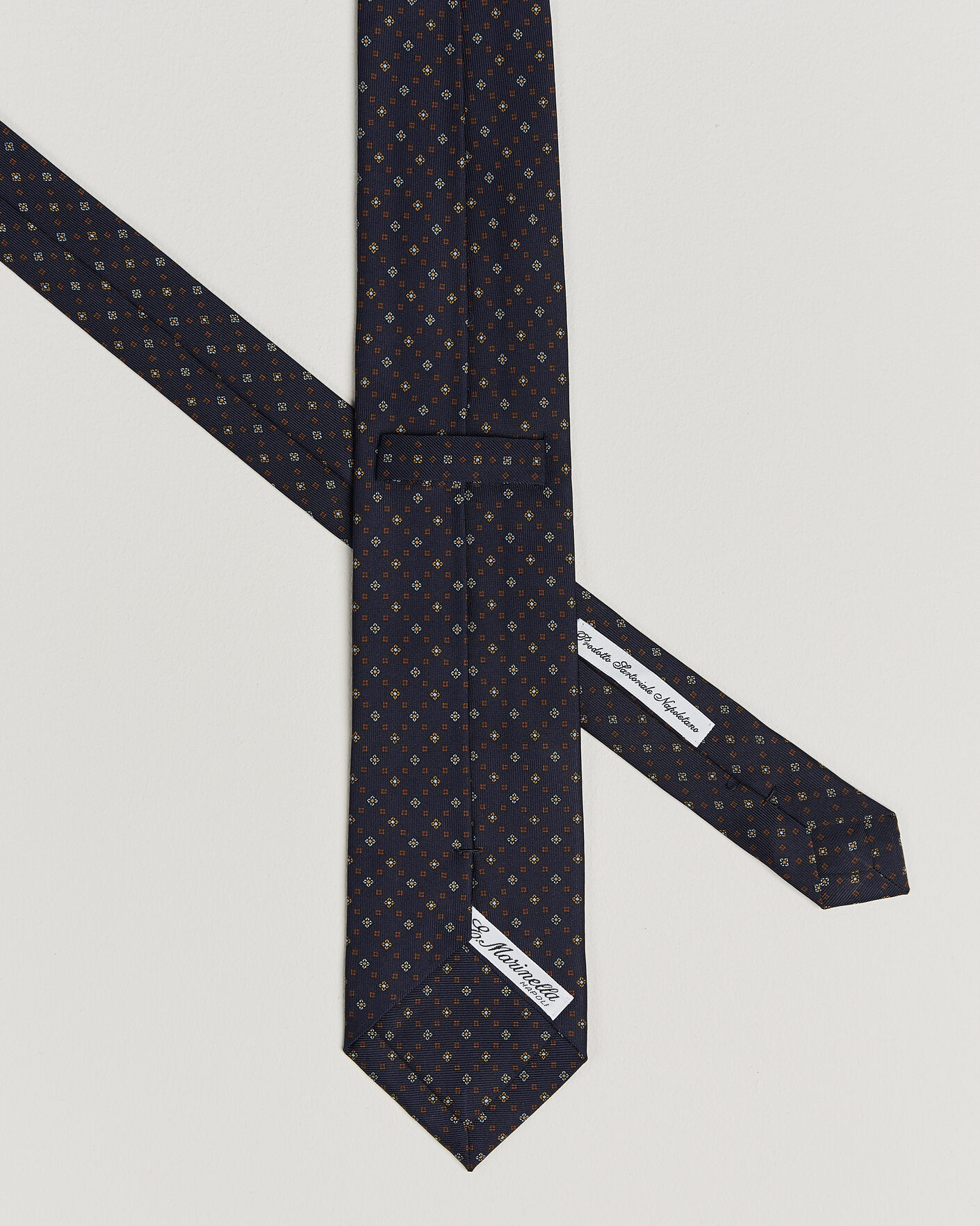 Hombres | Corbatas | E. Marinella | 3-Fold Printed Silk Tie Navy