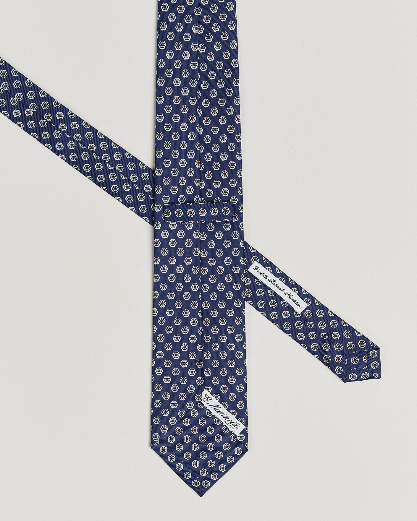 Hombres | Corbatas | E. Marinella | 3-Fold Printed Silk Tie Dark Blue