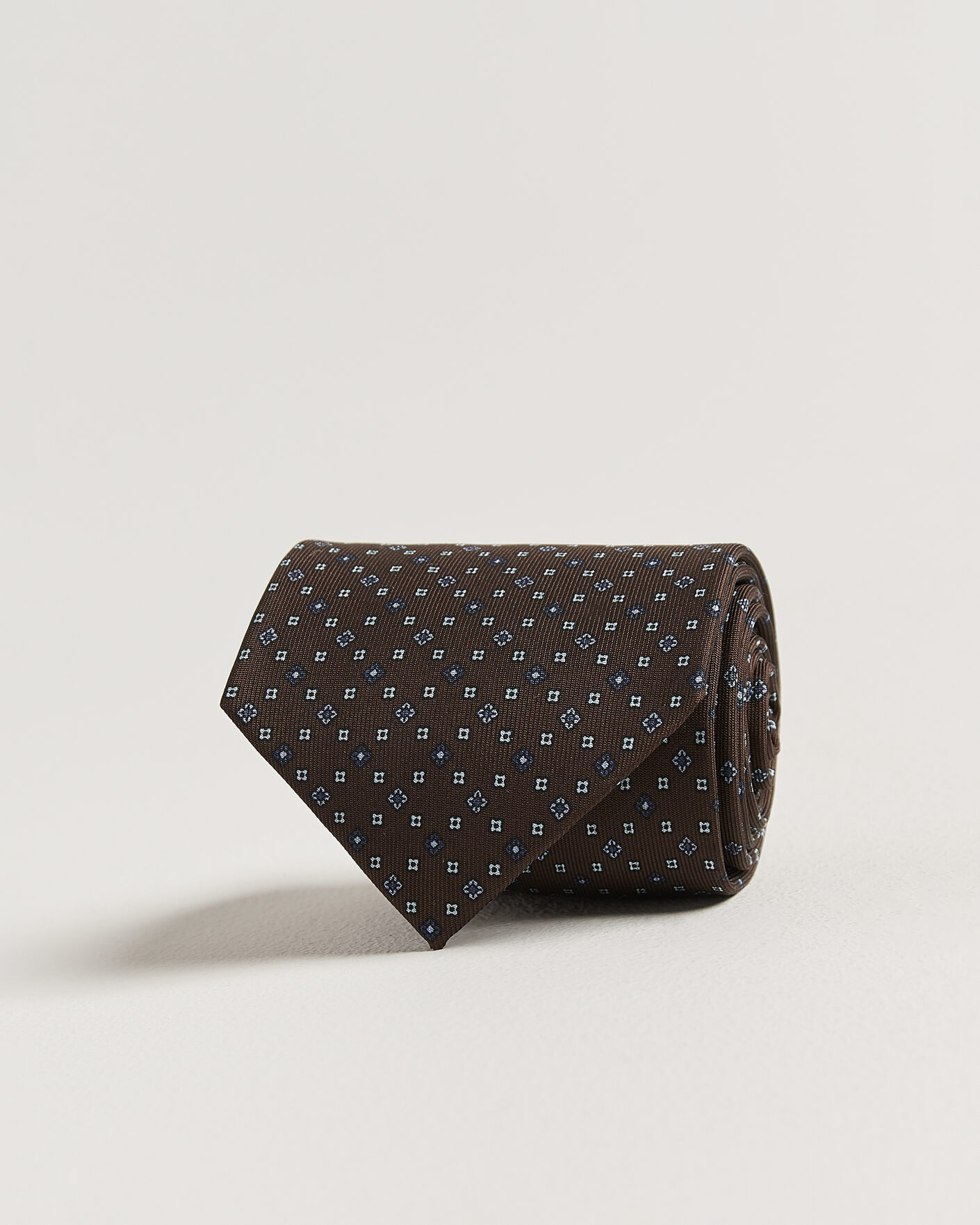 Hombres | Corbatas | E. Marinella | 3-Fold Printed Silk Tie Brown