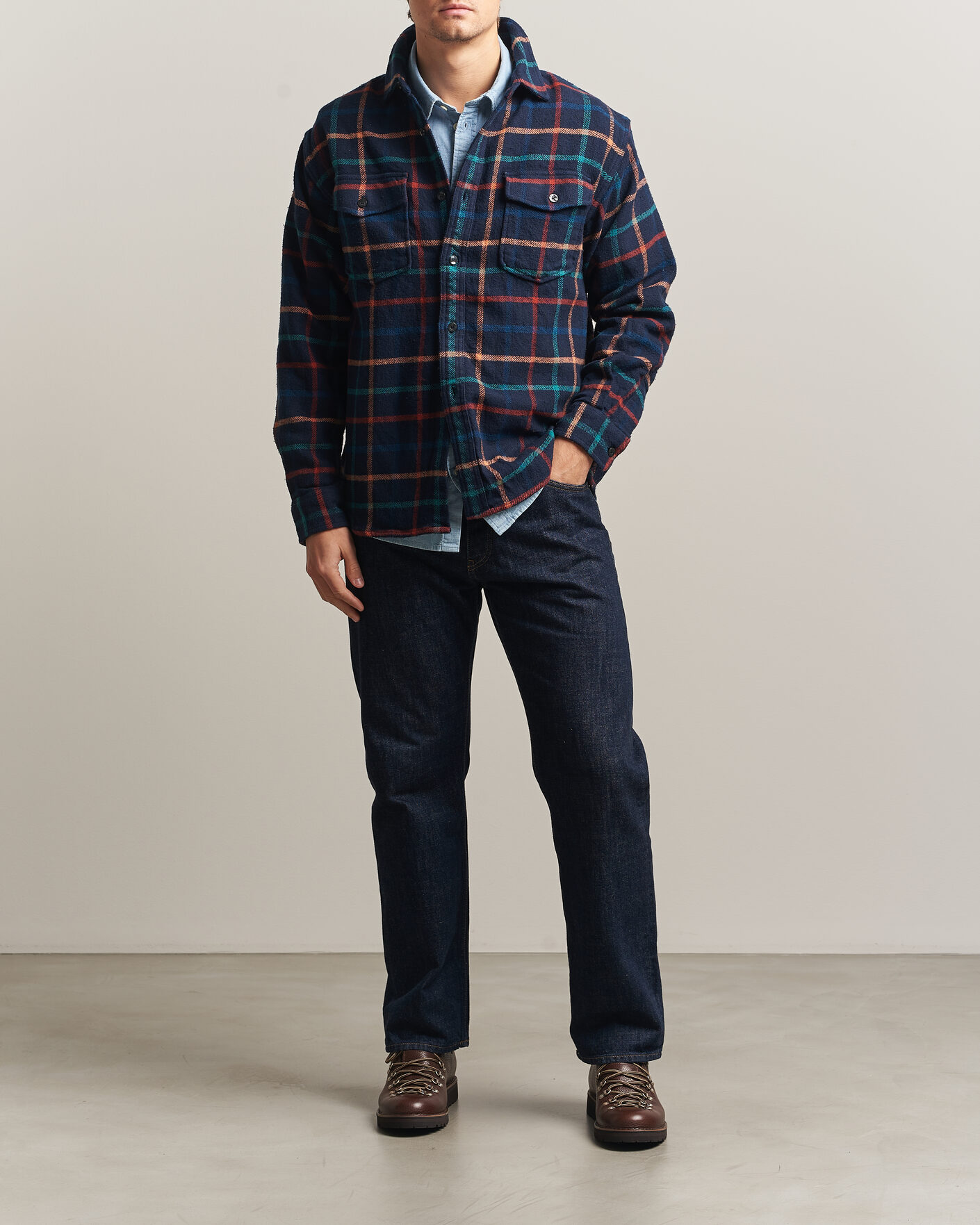 Hombres | Camisas | Pendleton | Big Pocket Shirt Dark Blue Check