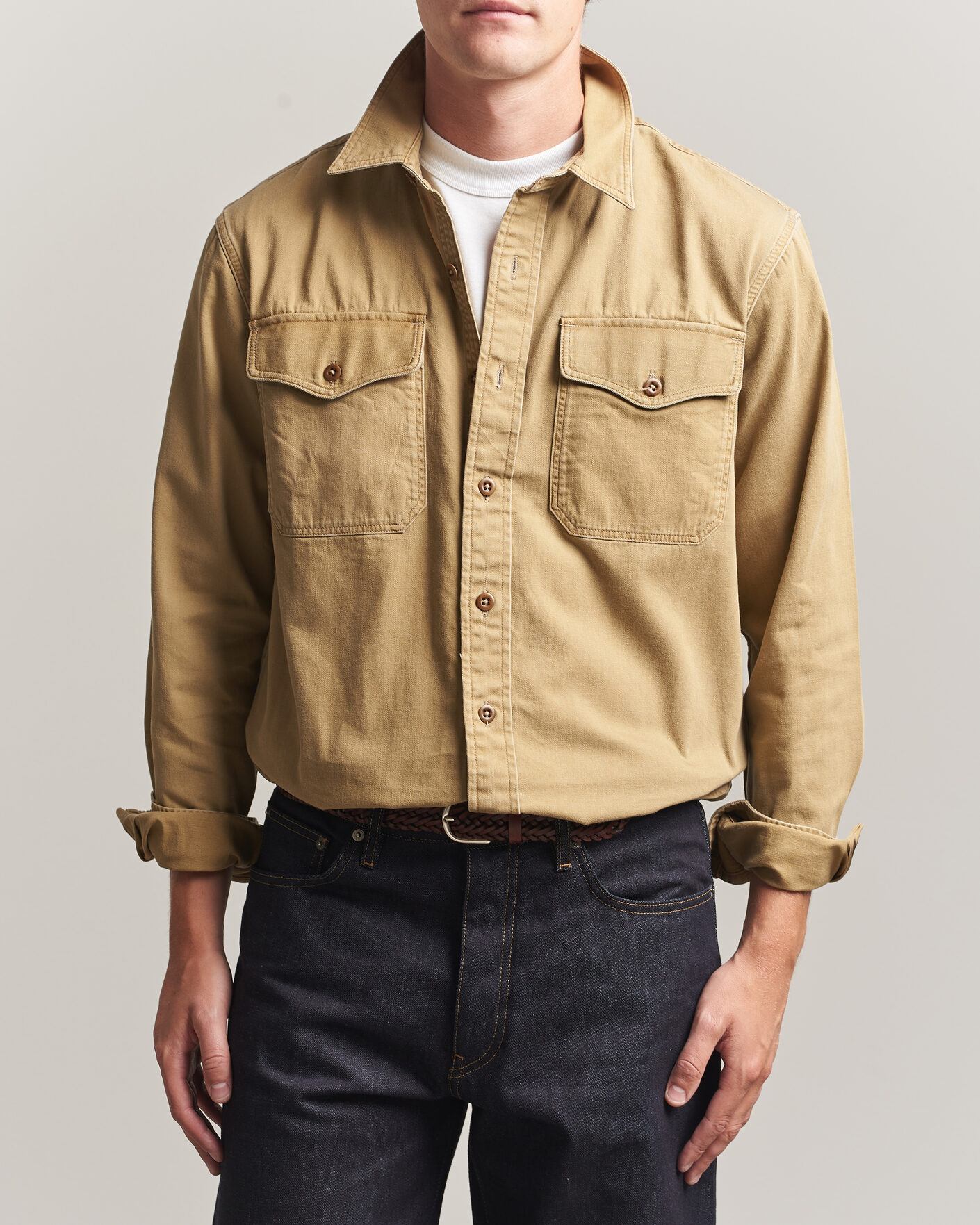Hombres | Camisas | RRL | Officers Shirt Faded Tan