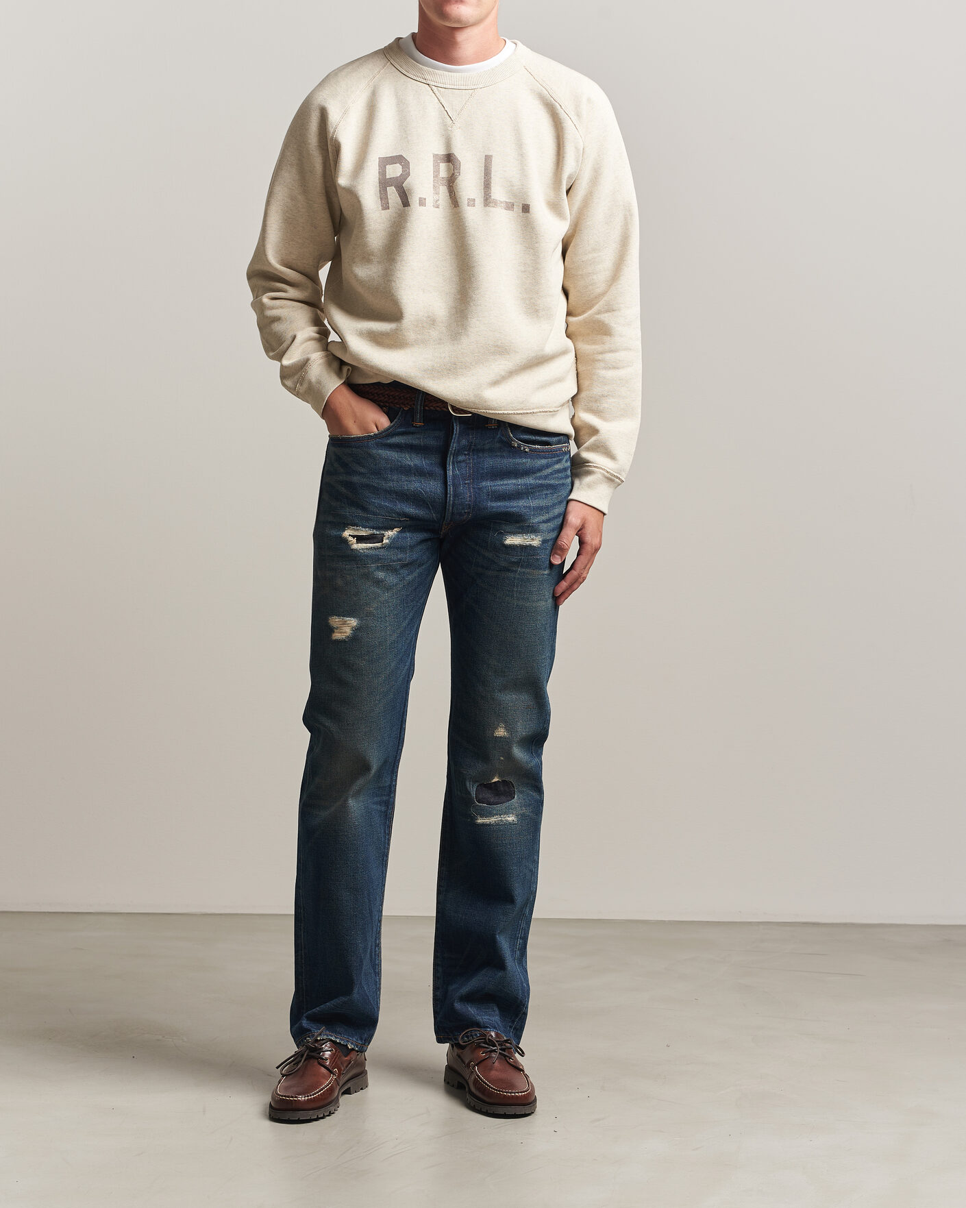 Hombres | Jerséis y prendas de punto | RRL | Raglan Sleeve Sweatshirt Oatmeal Heather