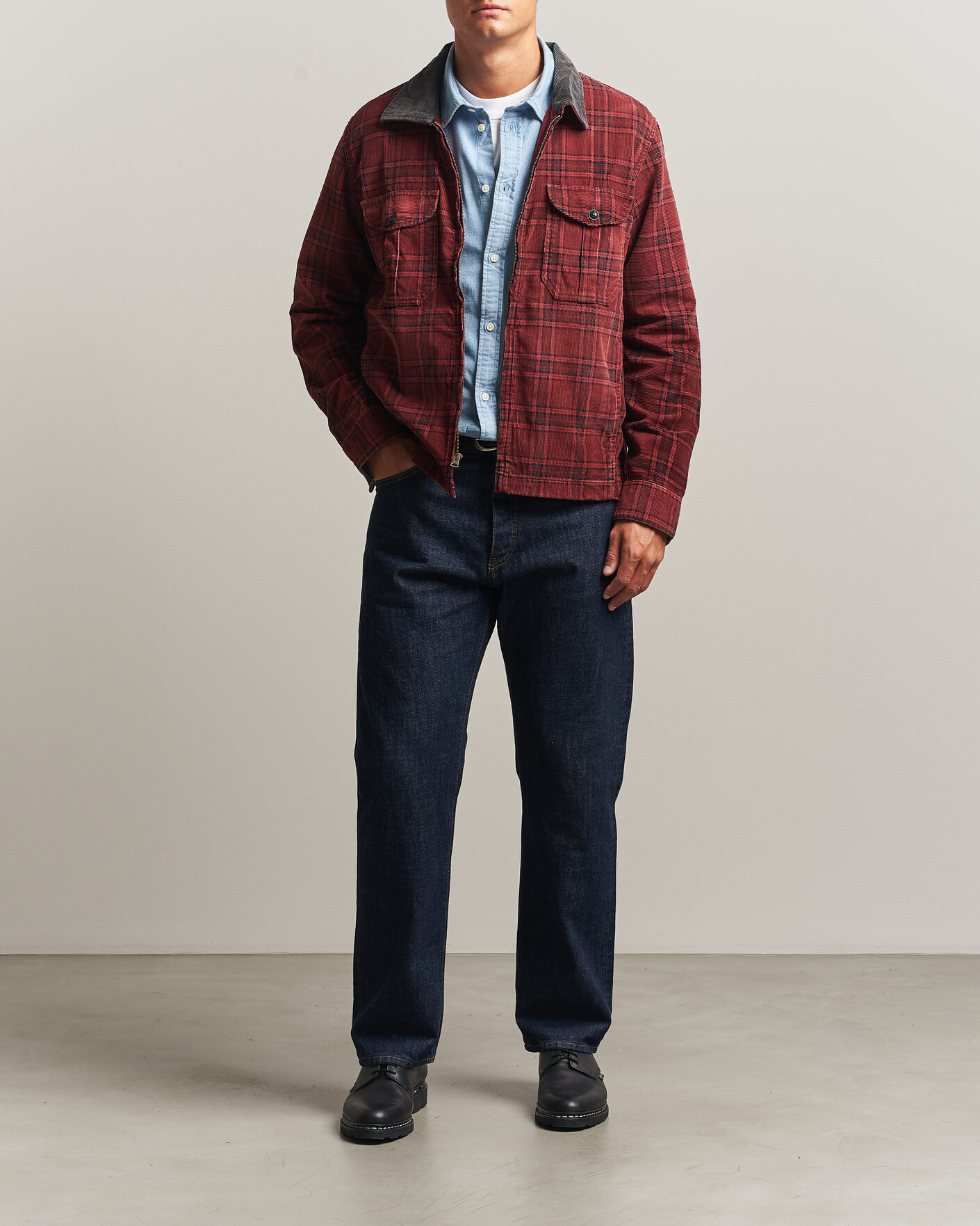 Hombres | Abrigos y chaquetas | RRL | Corduroy Zip Shirt Jacket Red/Black