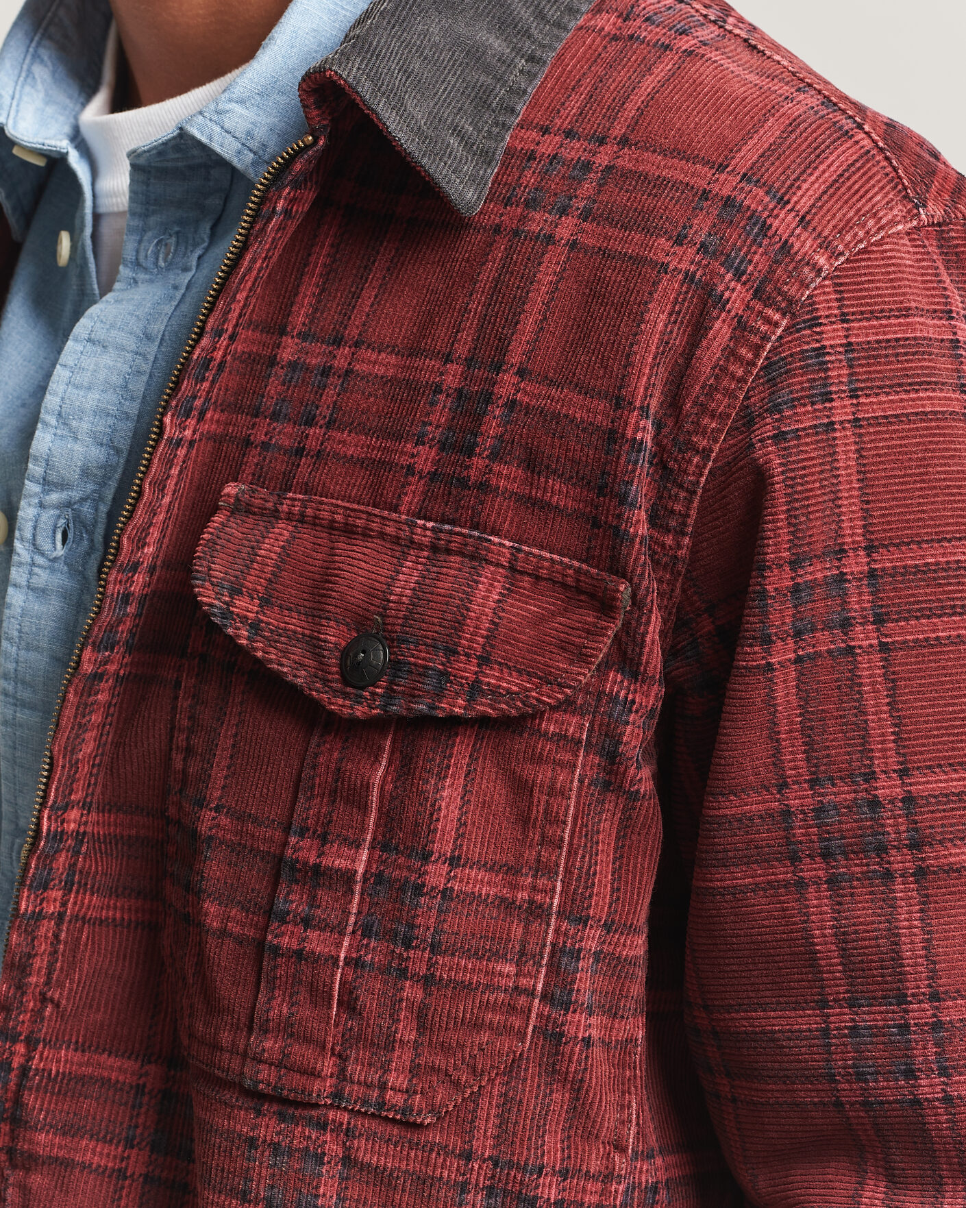 Hombres | Abrigos y chaquetas | RRL | Corduroy Zip Shirt Jacket Red/Black