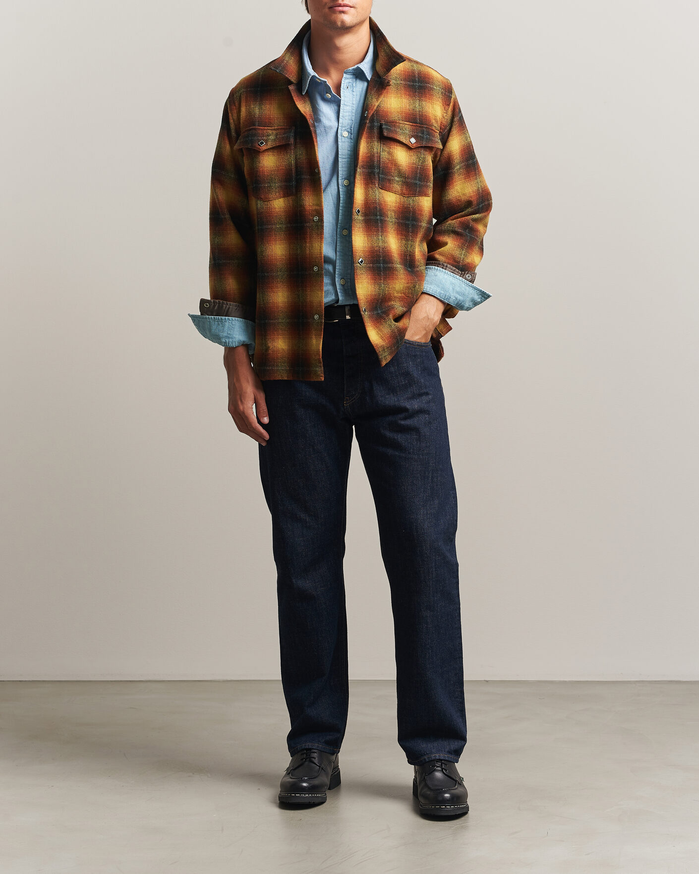 Hombres | Camisas | RRL | Jesse Plaid Camp Shirt Orange/Yellow