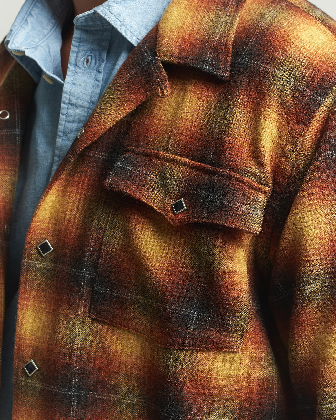 Hombres | Camisas | RRL | Jesse Plaid Camp Shirt Orange/Yellow