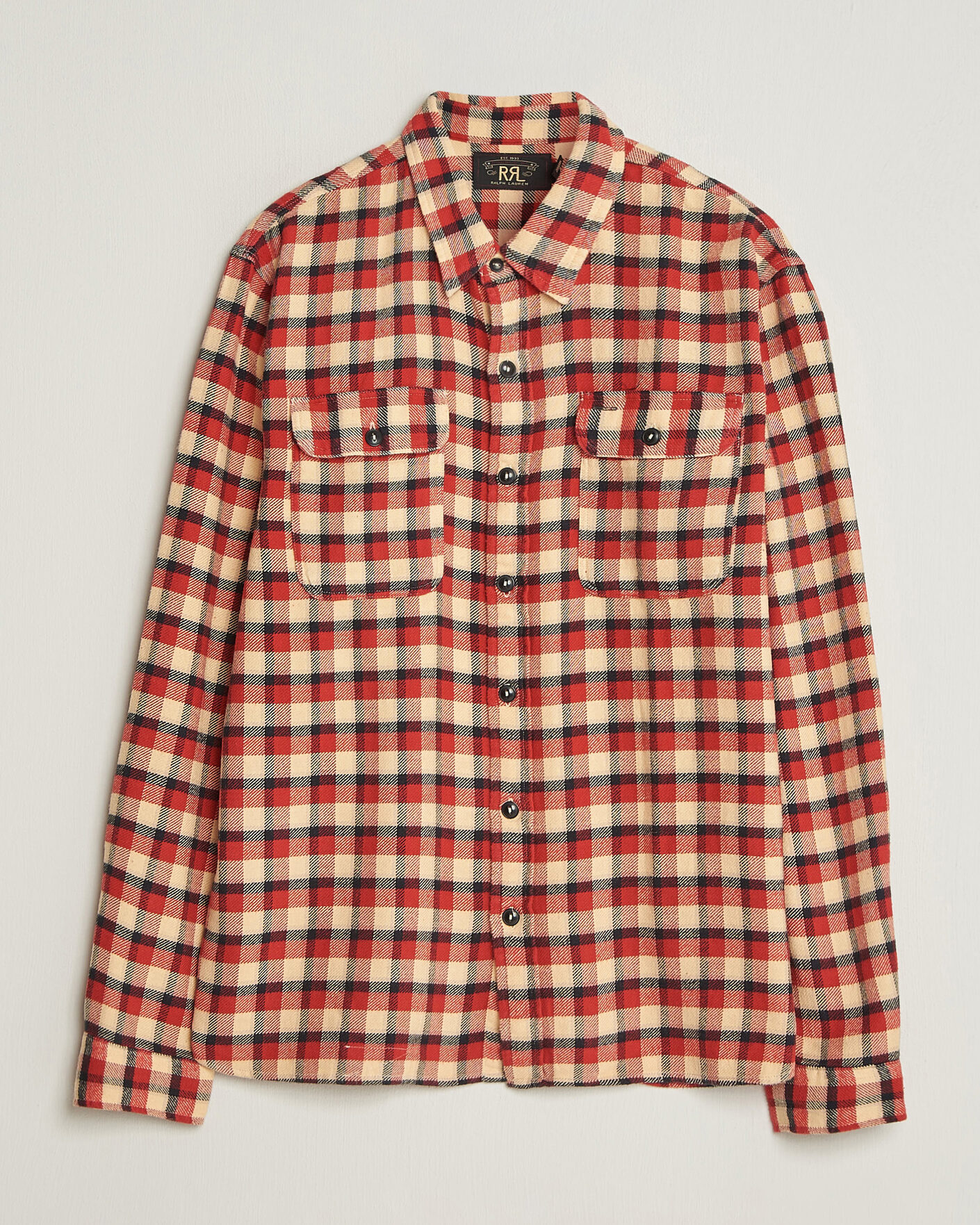 Hombres | Camisas | RRL | Plaid Flannel Shirt Red/Cream