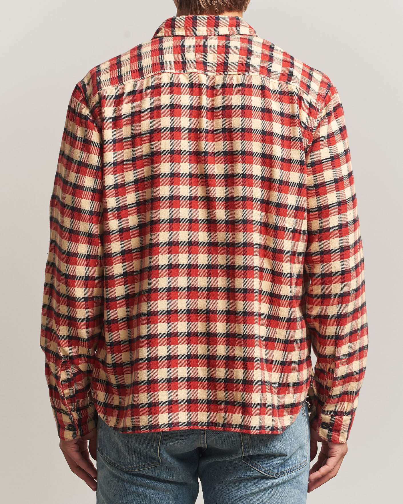 Hombres | Camisas | RRL | Plaid Flannel Shirt Red/Cream