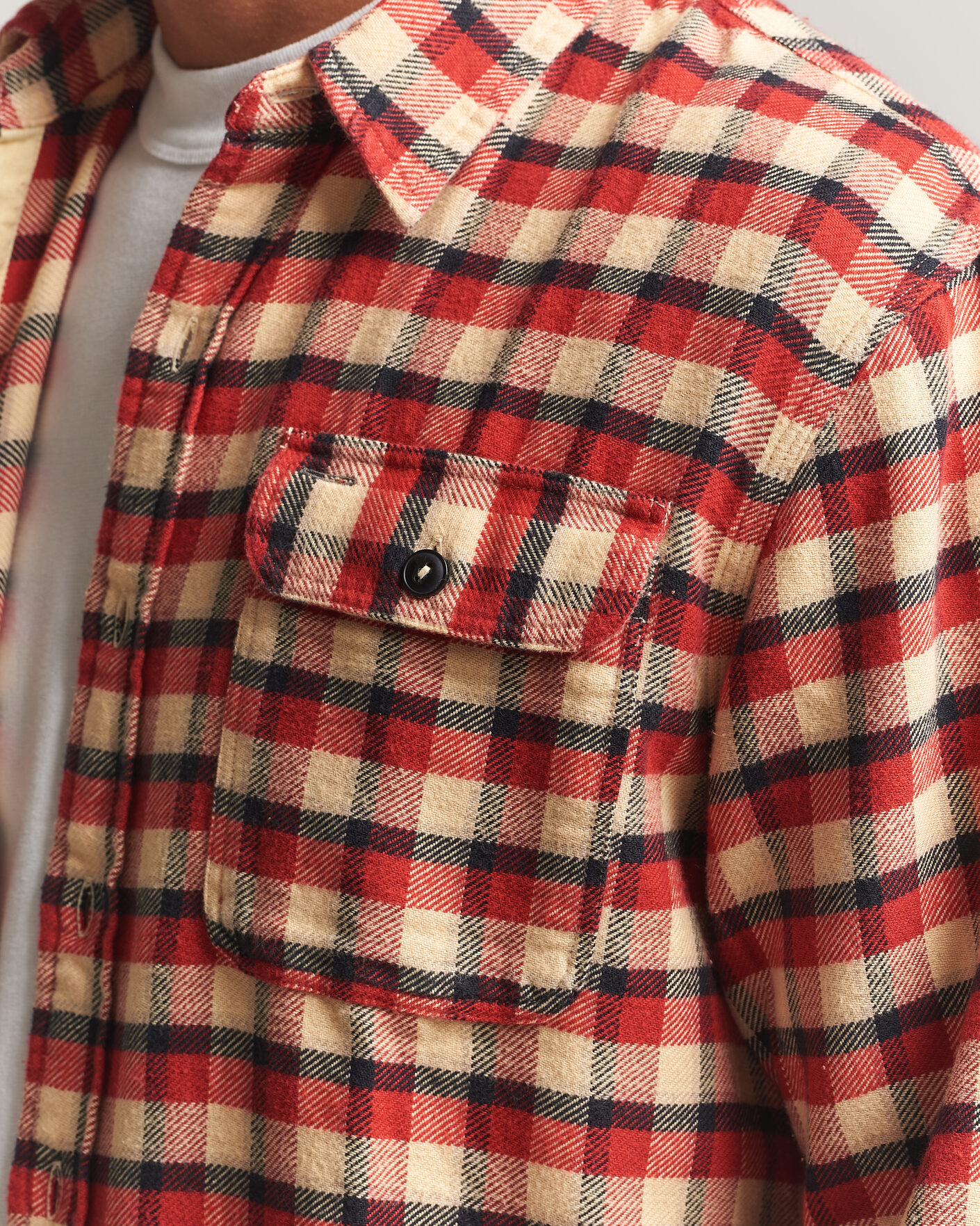 Hombres | Camisas | RRL | Plaid Flannel Shirt Red/Cream