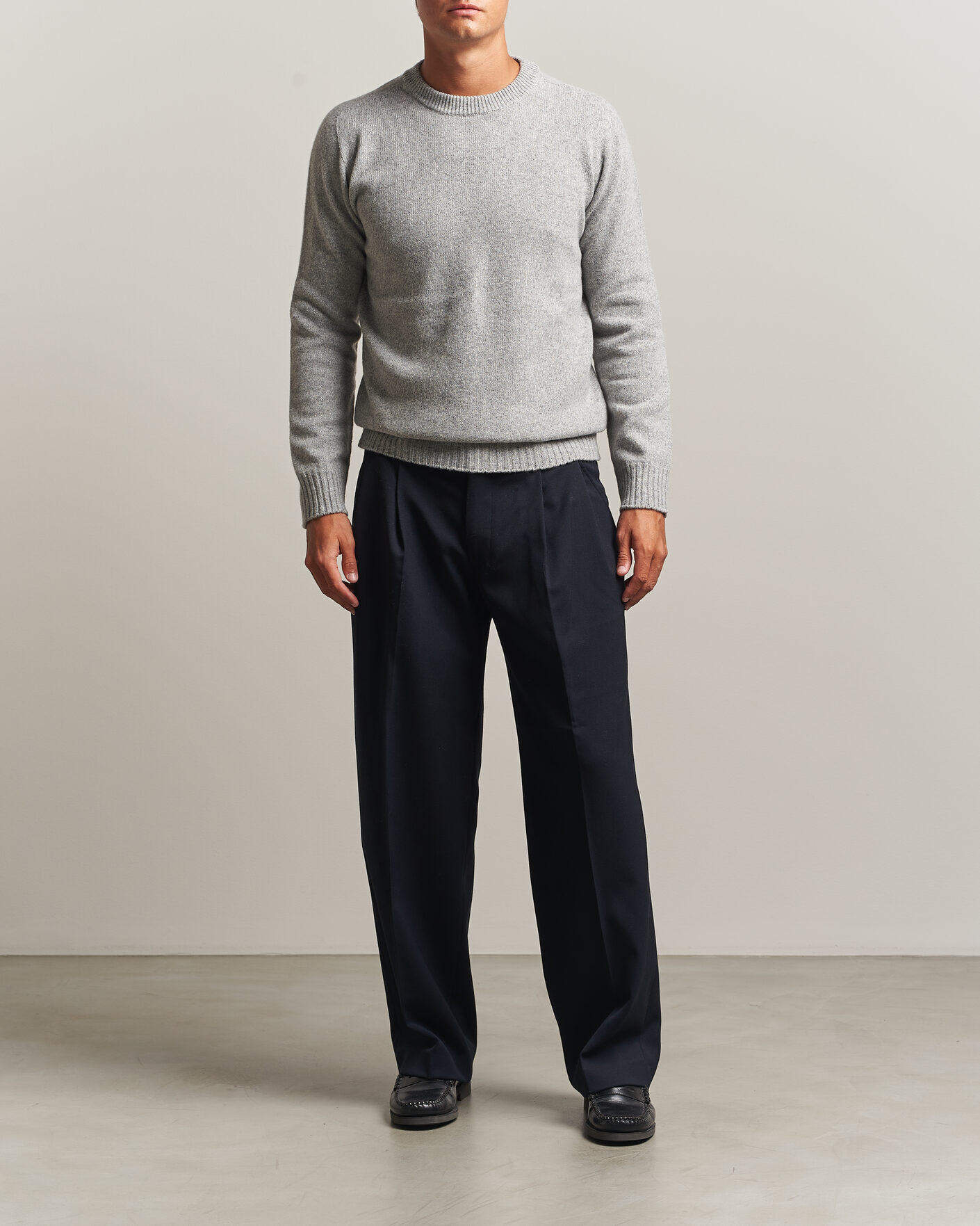 Hombres | Jerséis y prendas de punto | Altea | Wool/Cashmere Crew Neck Pullover Light Grey