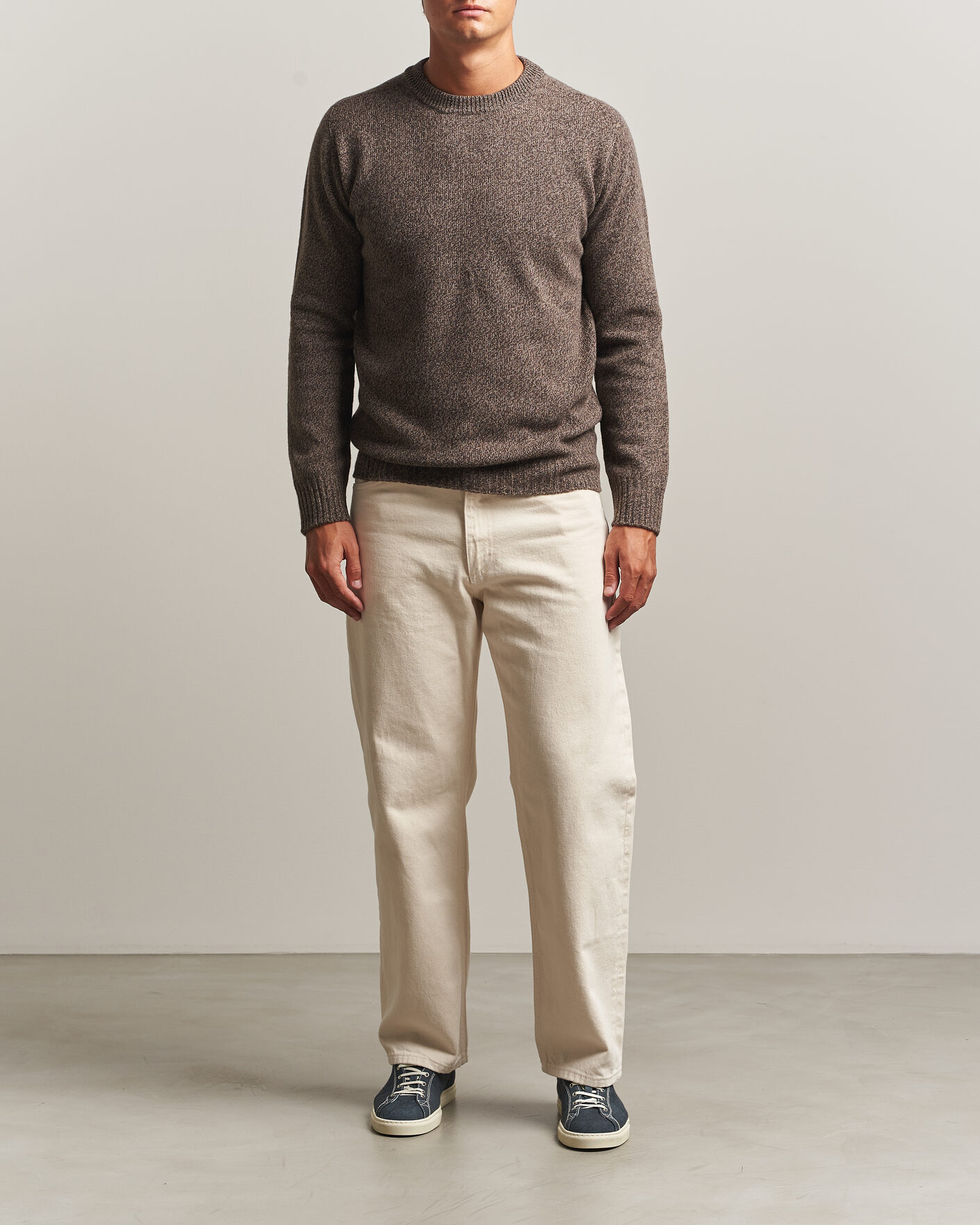 Hombres | Jerséis y prendas de punto | Altea | Wool/Cashmere Crew Neck Pullover Brown Melange