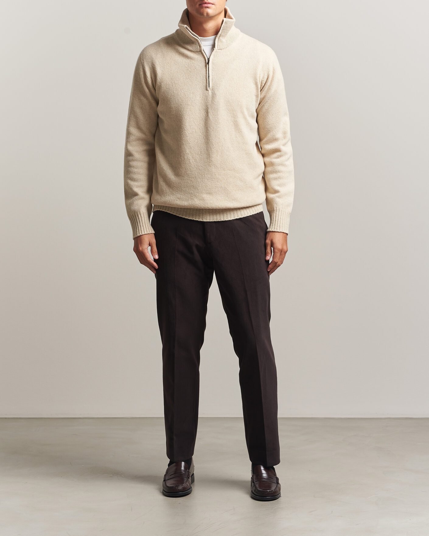 Hombres | Jerséis y prendas de punto | Altea | Wool/Cashmere Half Zip Beige