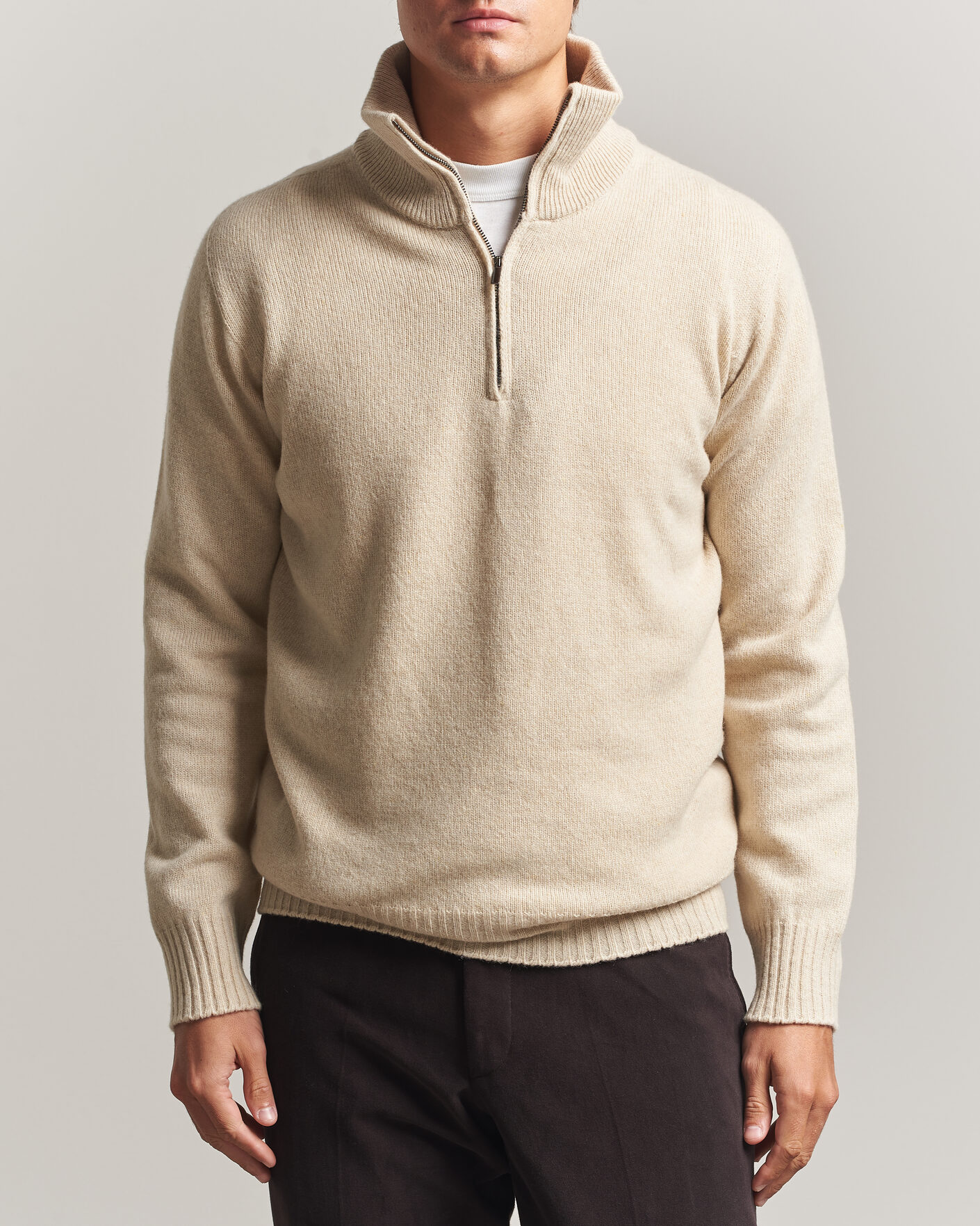 Hombres | Jerséis y prendas de punto | Altea | Wool/Cashmere Half Zip Beige