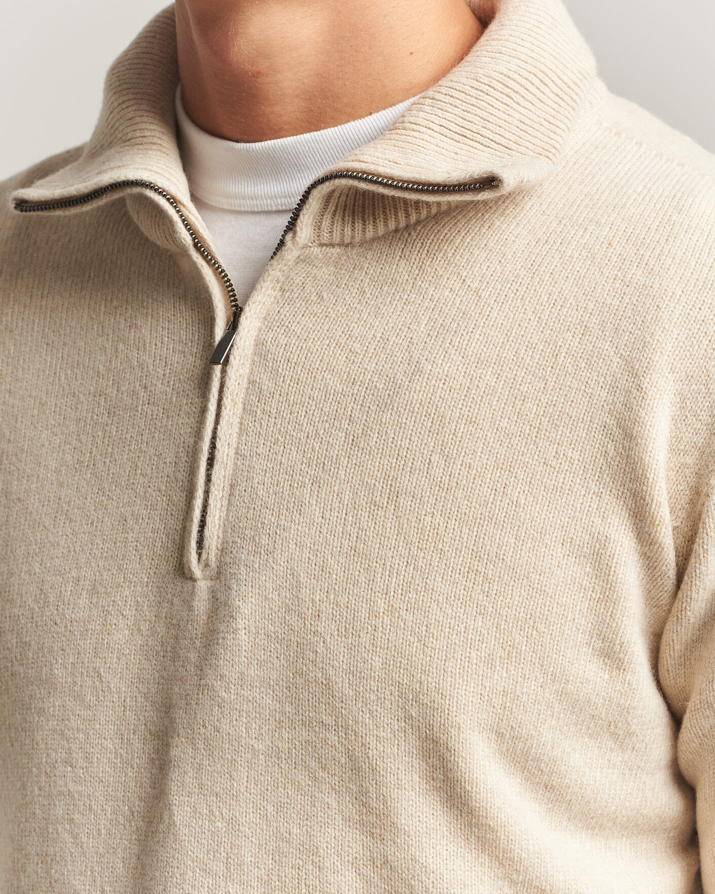 Hombres | Jerséis y prendas de punto | Altea | Wool/Cashmere Half Zip Beige