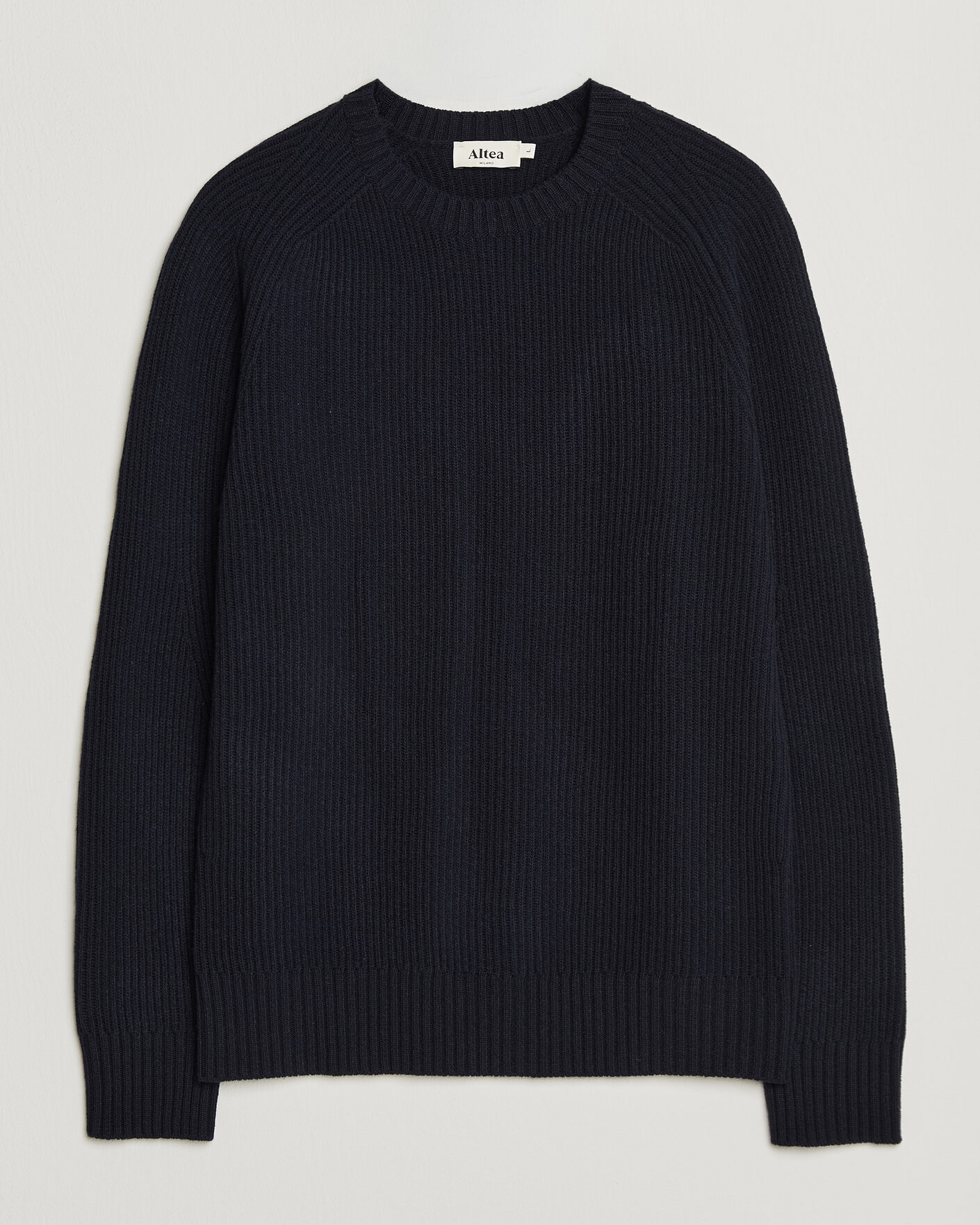Hombres | Jerséis y prendas de punto | Altea | Rib Wool Crew Neck Navy