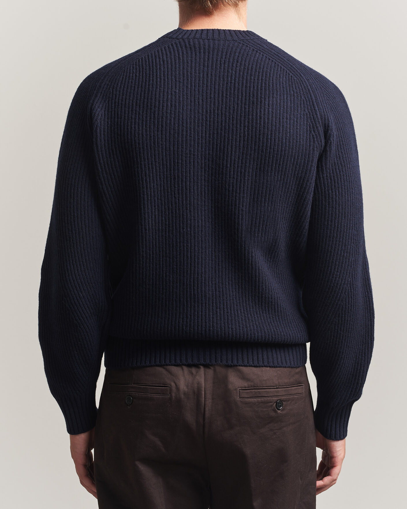 Hombres | Jerséis y prendas de punto | Altea | Rib Wool Crew Neck Navy