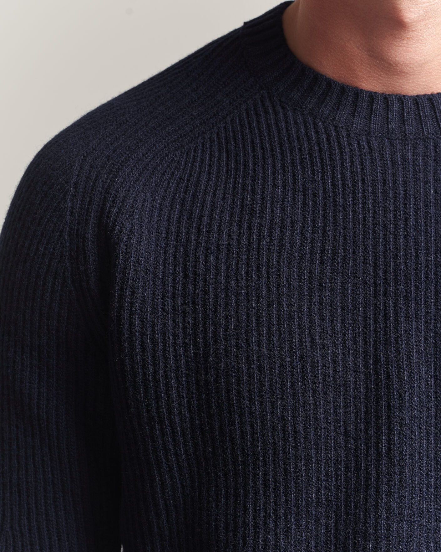 Hombres | Jerséis y prendas de punto | Altea | Rib Wool Crew Neck Navy