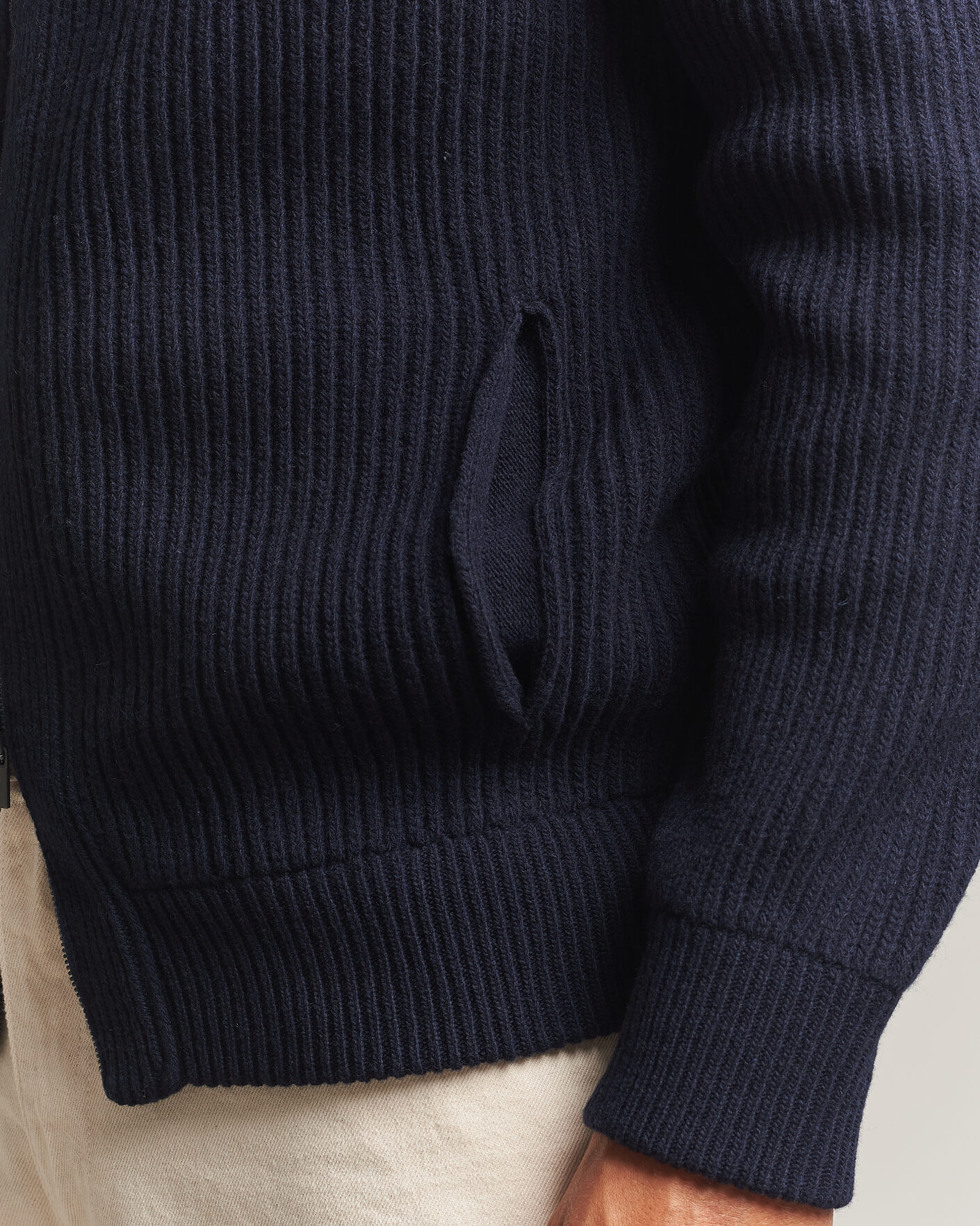 Hombres | Jerséis y prendas de punto | Altea | Rib Wool Bomber Cardigan Navy