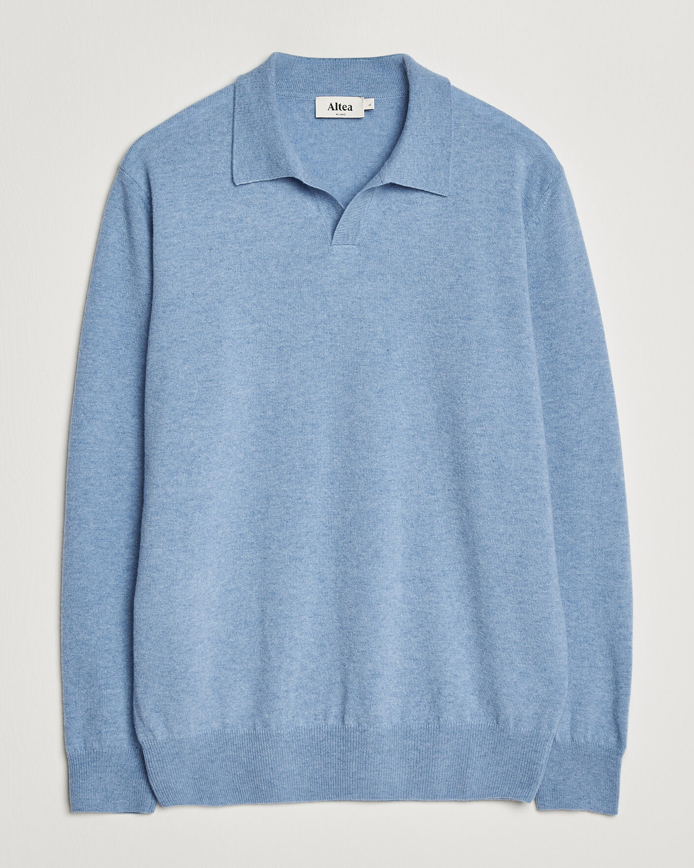 Hombres | Jerséis y prendas de punto | Altea | Long Sleeve Knitted Polo Sky Blue