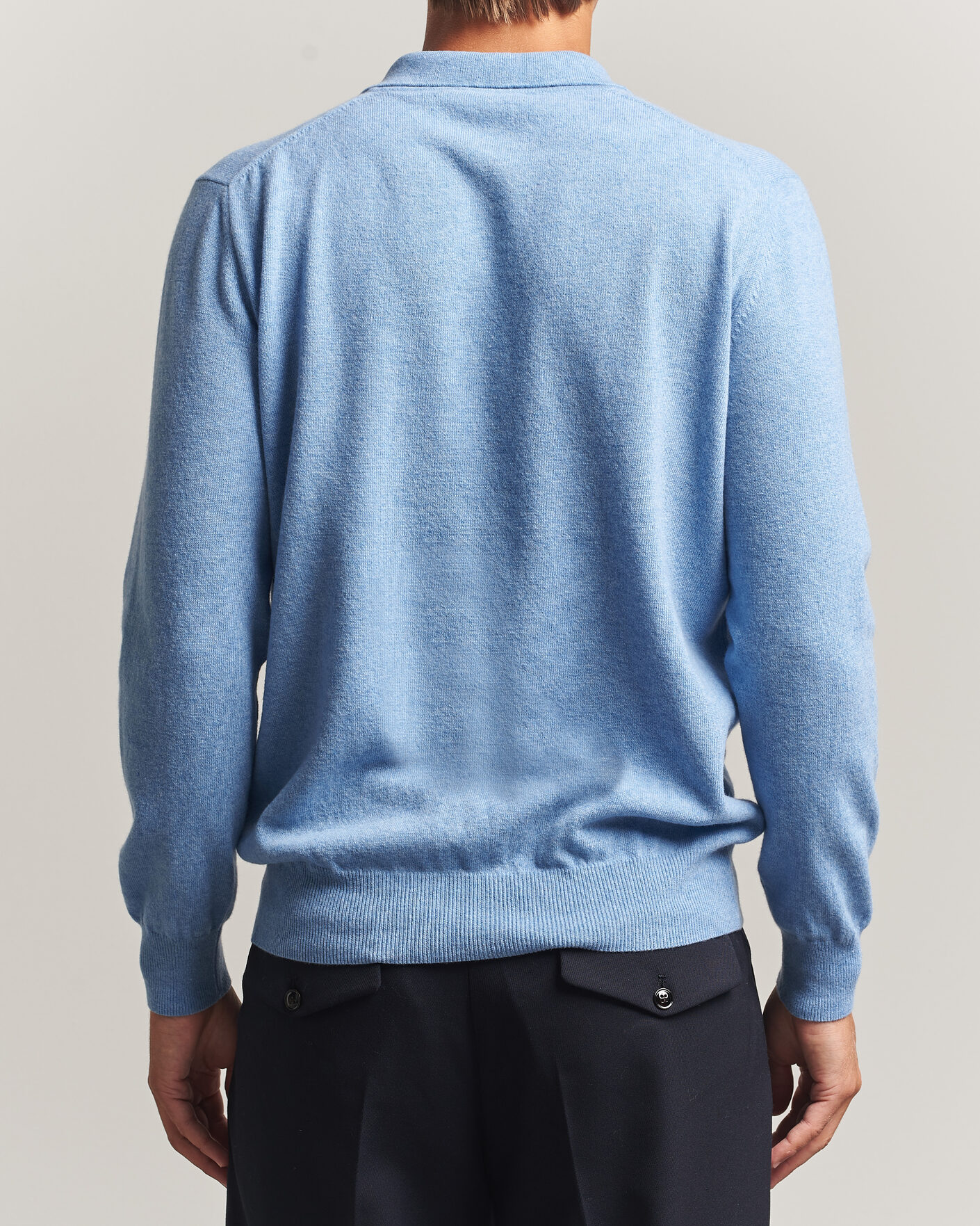 Hombres | Jerséis y prendas de punto | Altea | Long Sleeve Knitted Polo Sky Blue
