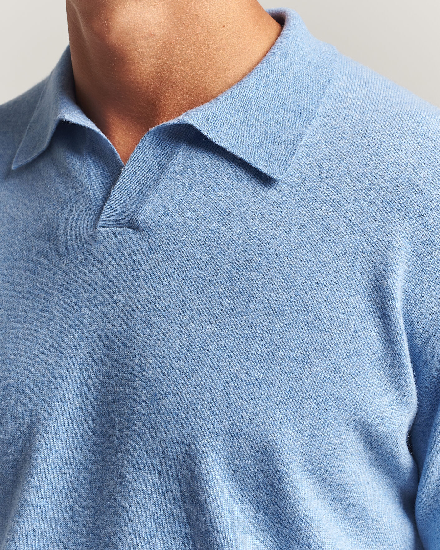 Hombres | Jerséis y prendas de punto | Altea | Long Sleeve Knitted Polo Sky Blue