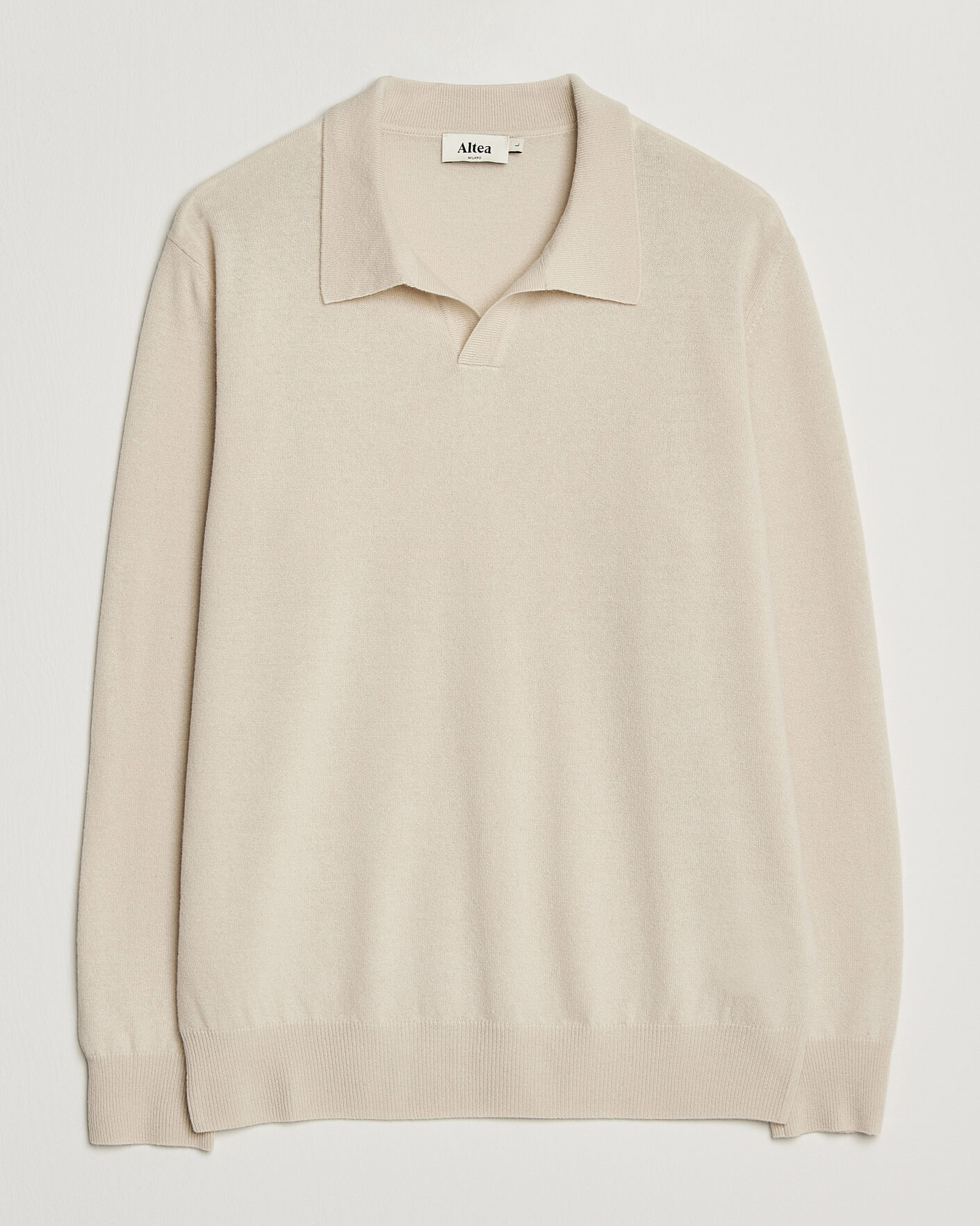 Hombres | Jerséis y prendas de punto | Altea | Long Sleeve Knitted Polo Beige