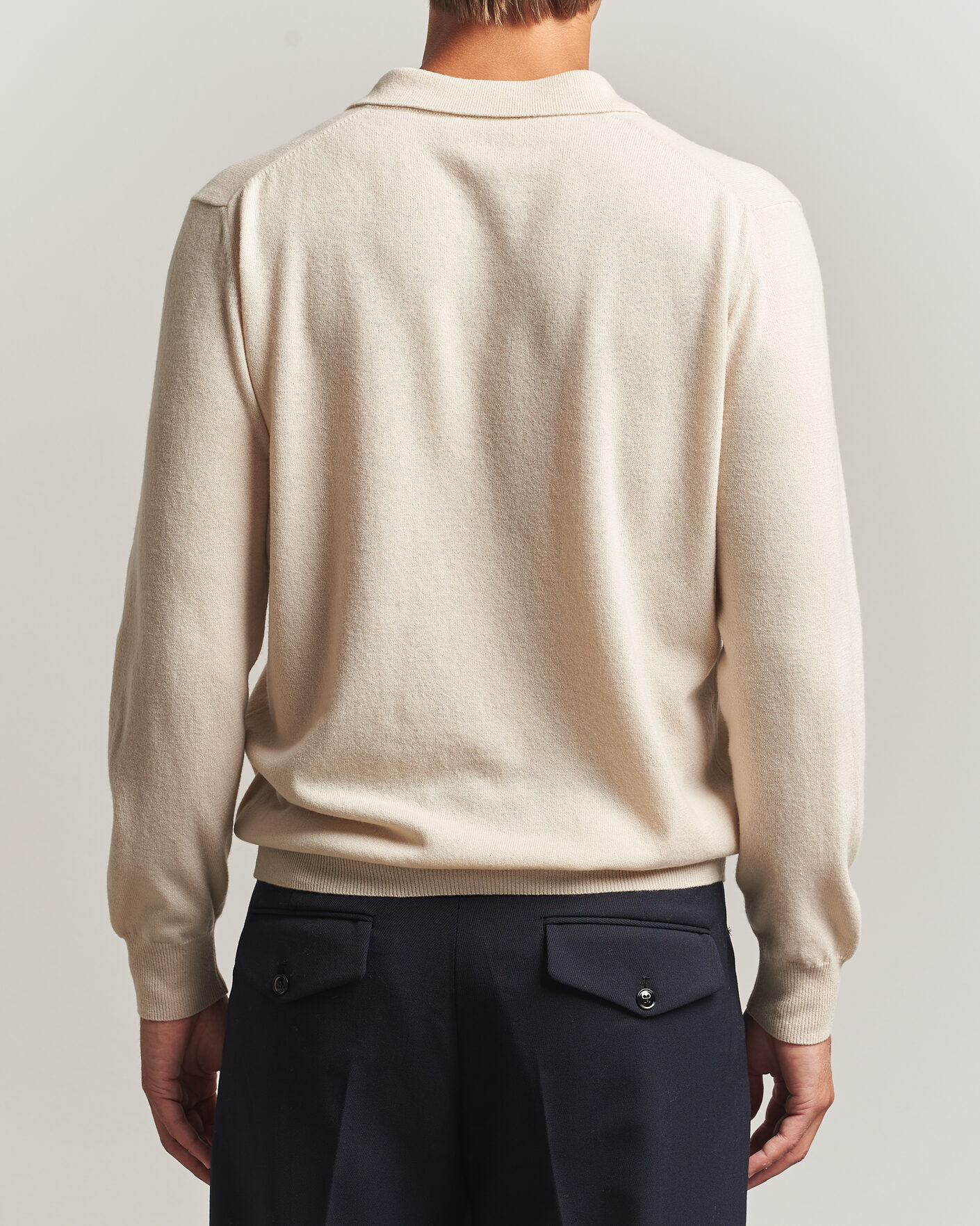 Hombres | Jerséis y prendas de punto | Altea | Long Sleeve Knitted Polo Beige