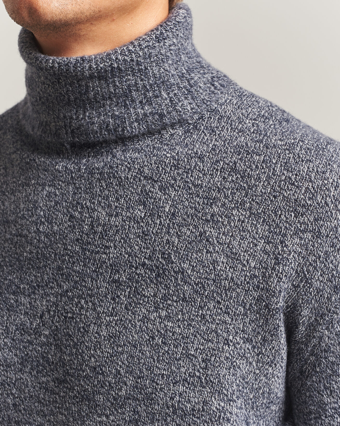 Hombres | Jerséis y prendas de punto | Altea | Cloud Cashmere Blend Rollneck Navy Melange