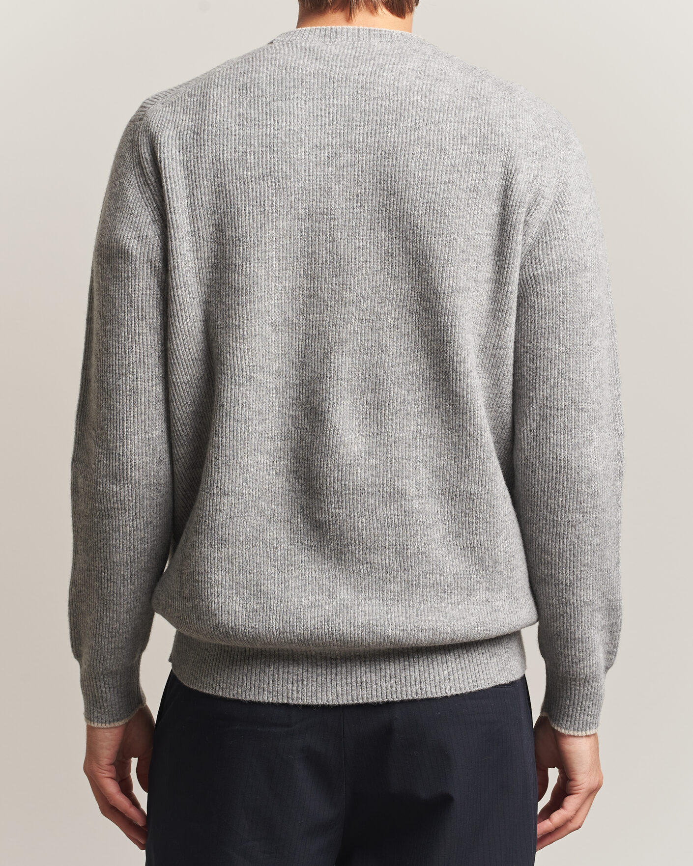 Hombres | Jerséis y prendas de punto | Altea | Rib Wool Raglan Sweater Light Grey