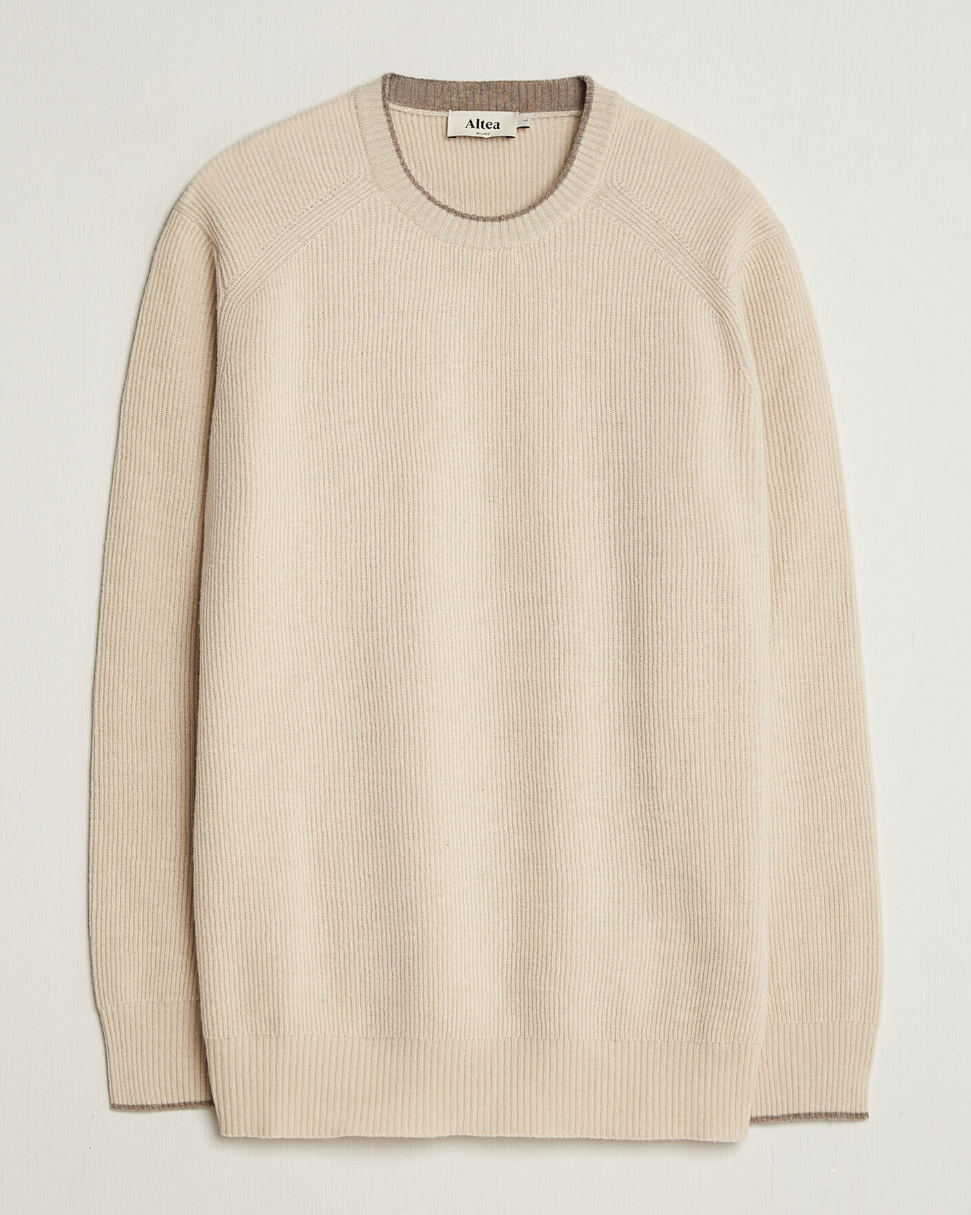 Hombres | Jerséis y prendas de punto | Altea | Rib Wool Raglan Sweater Cream