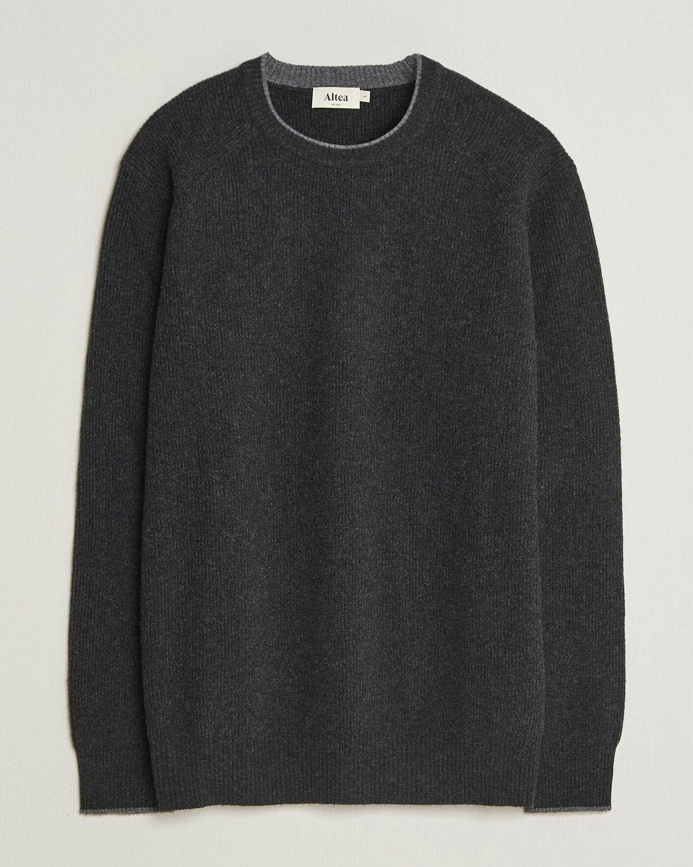 Hombres | Jerséis y prendas de punto | Altea | Rib Wool Raglan Sweater Charcoal
