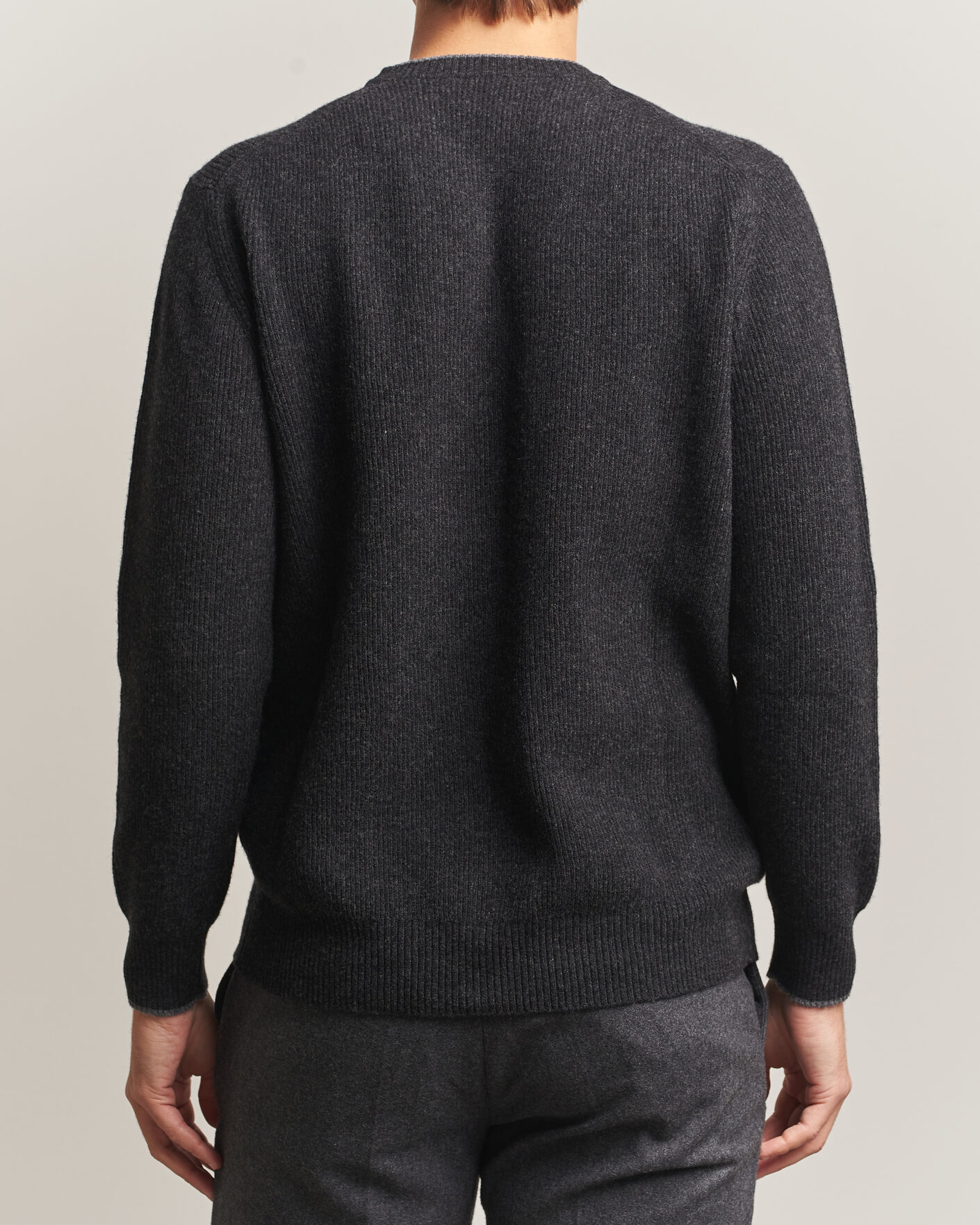 Hombres | Jerséis y prendas de punto | Altea | Rib Wool Raglan Sweater Charcoal