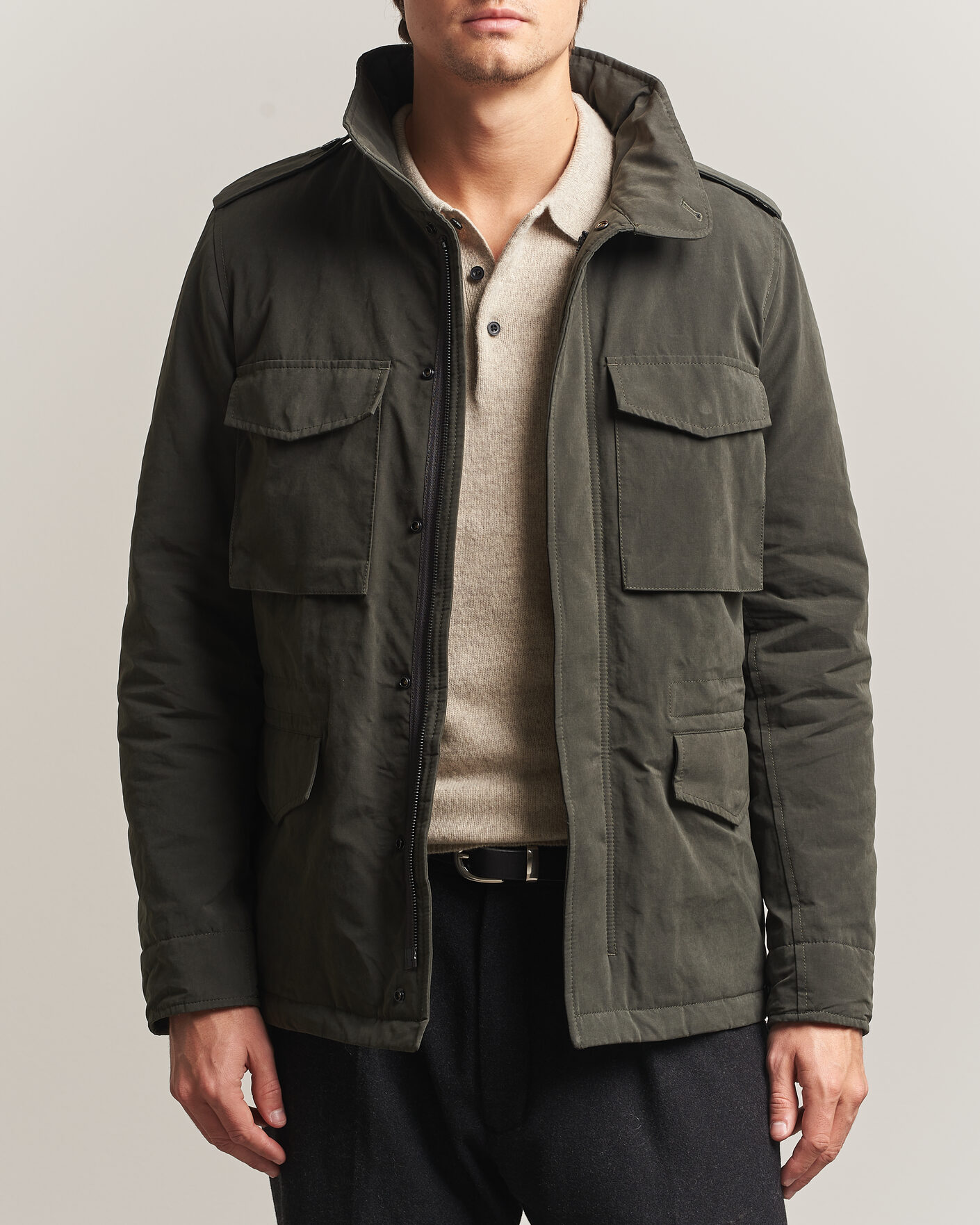 Hombres | Abrigos y chaquetas | Aspesi | Lined Cotton Field Jacket Grey