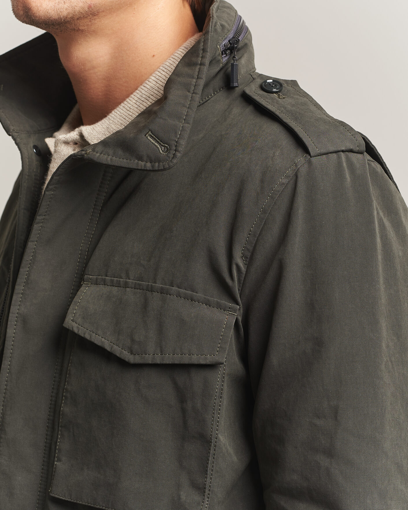 Hombres | Abrigos y chaquetas | Aspesi | Lined Cotton Field Jacket Grey