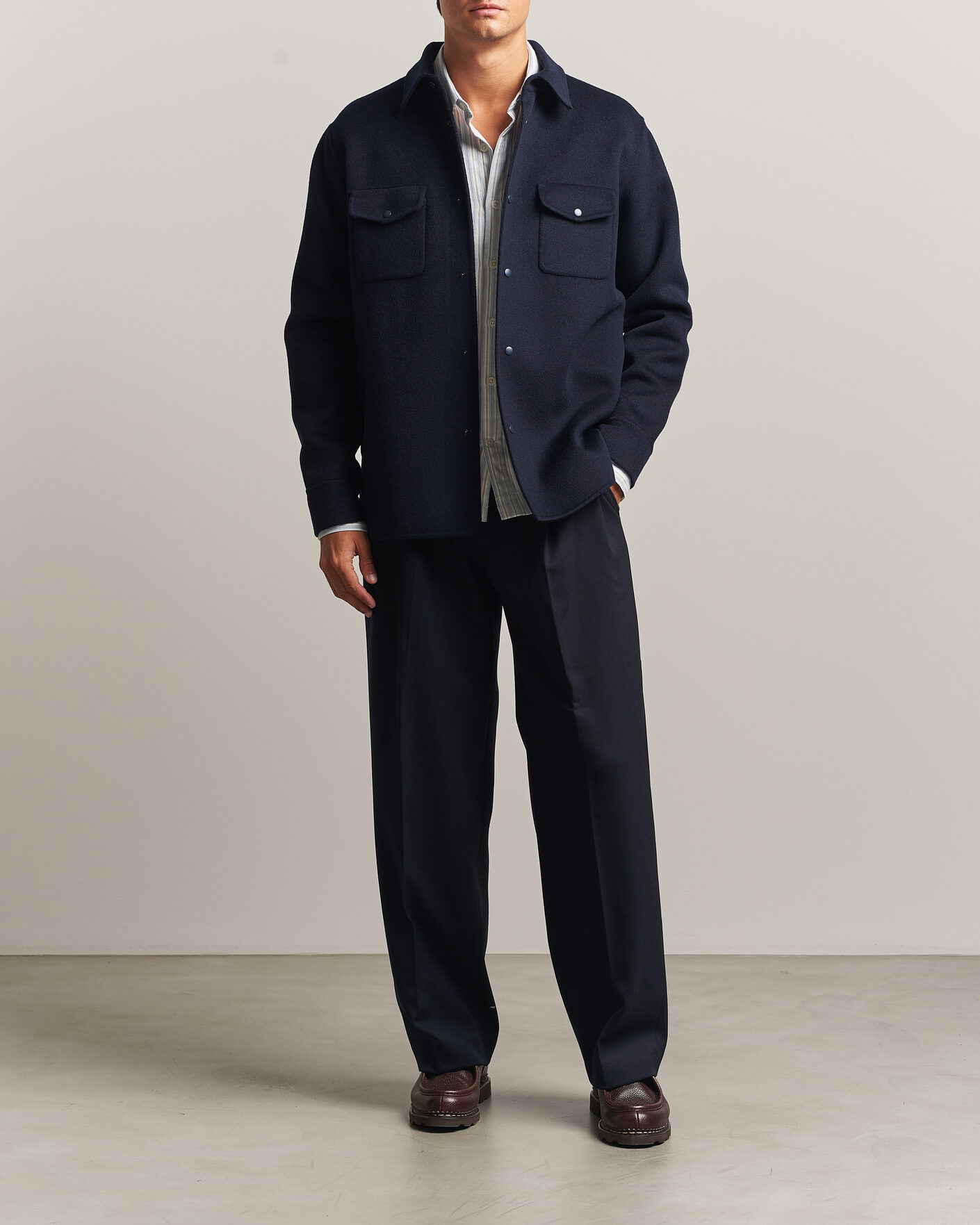 Hombres | Abrigos y chaquetas | Aspesi | Double Wool Shirt Jacket Navy