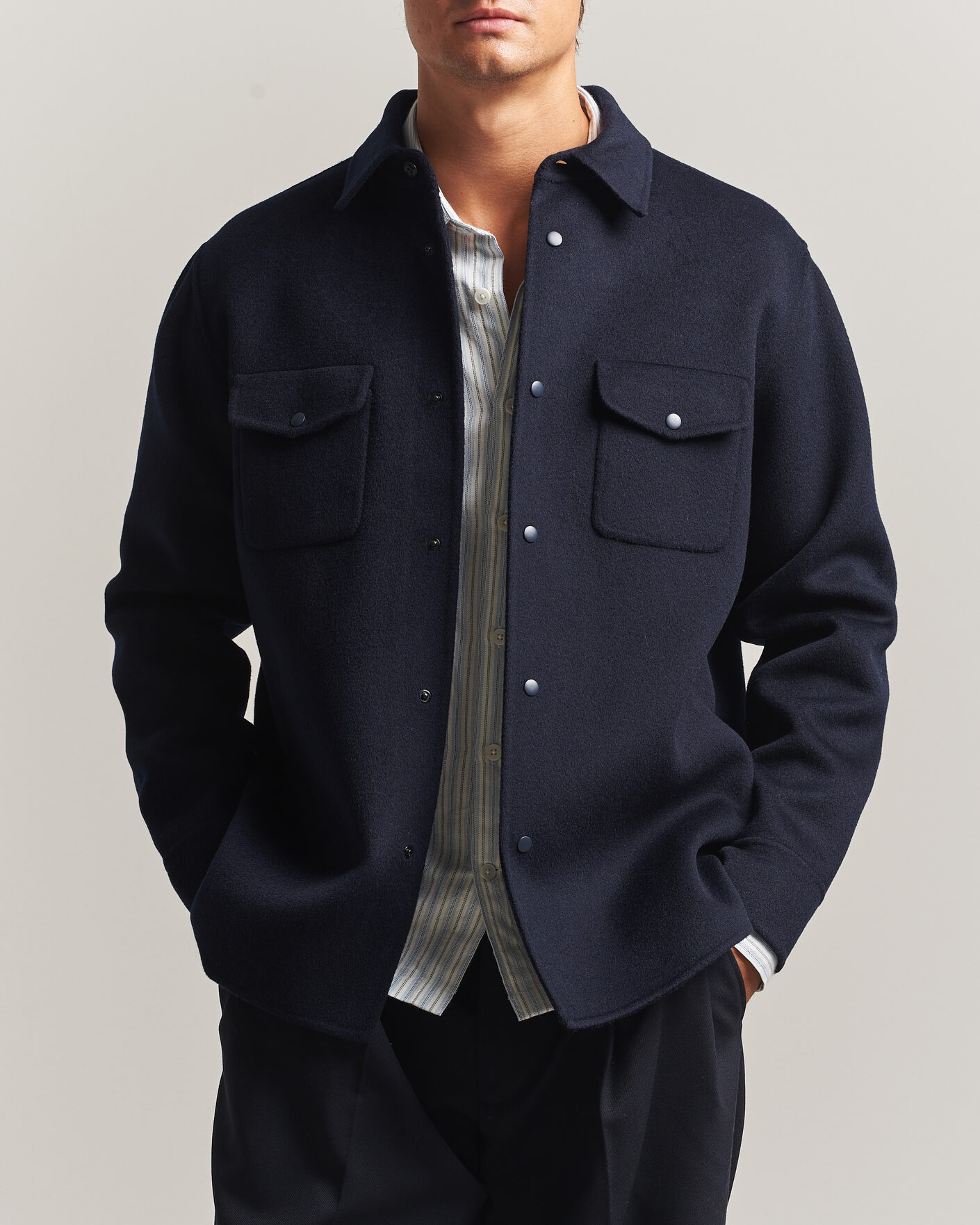 Hombres | Abrigos y chaquetas | Aspesi | Double Wool Shirt Jacket Navy