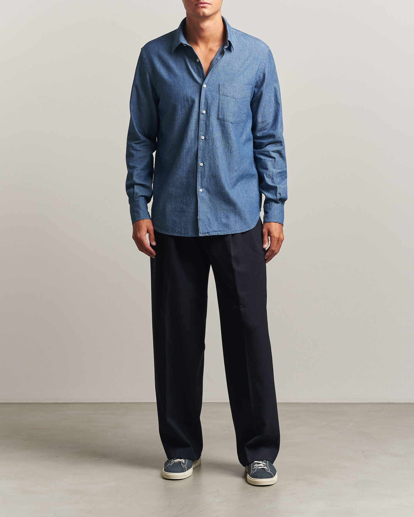 Hombres | Camisas | Aspesi | Chambray Shirt Blue Denim